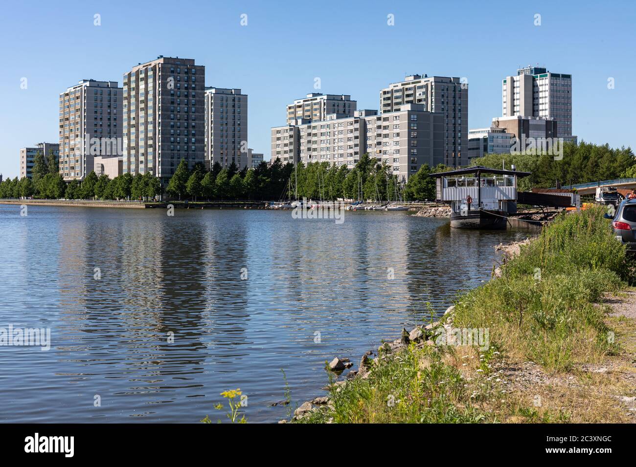 Merihaka Wohngebiet am Meer in Helsinki, Finnland Stockfoto