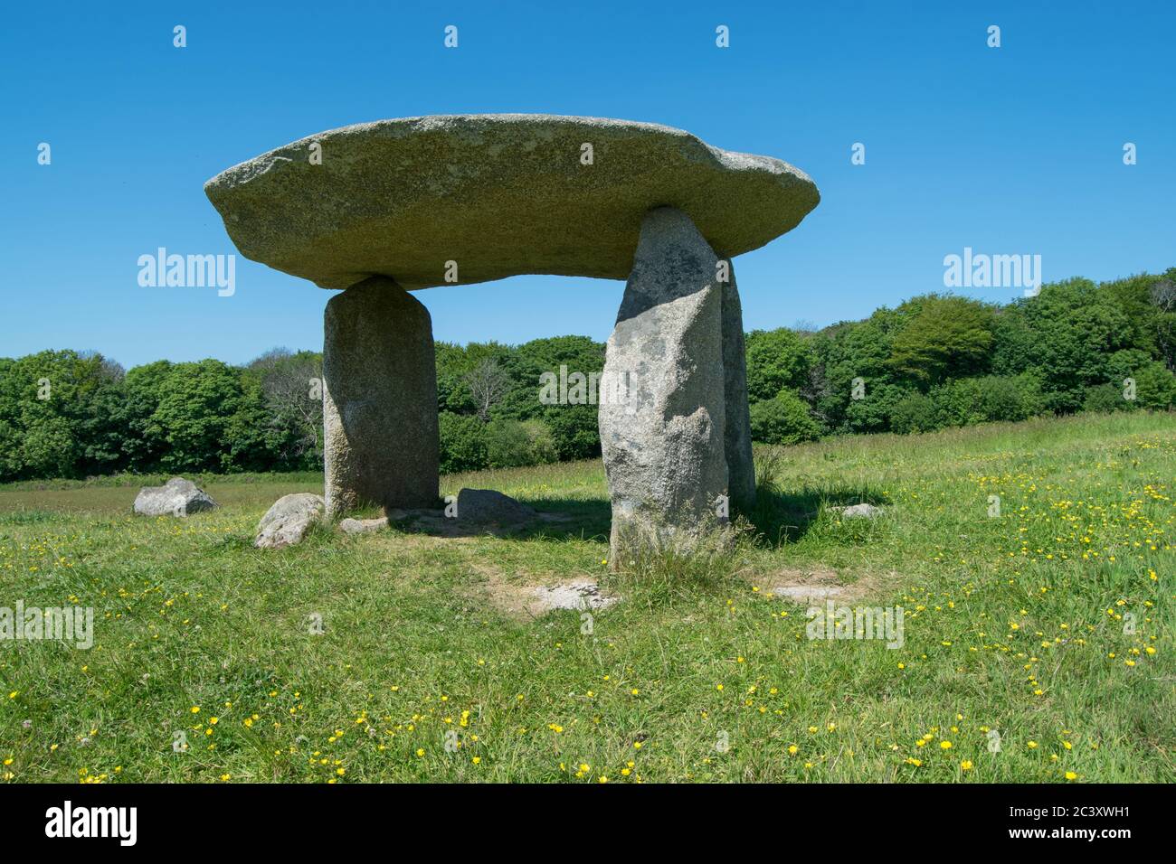 Carwynnen Quoit, Ancient Burial Chamber oder Dolmen, Cornwall, Großbritannien Stockfoto