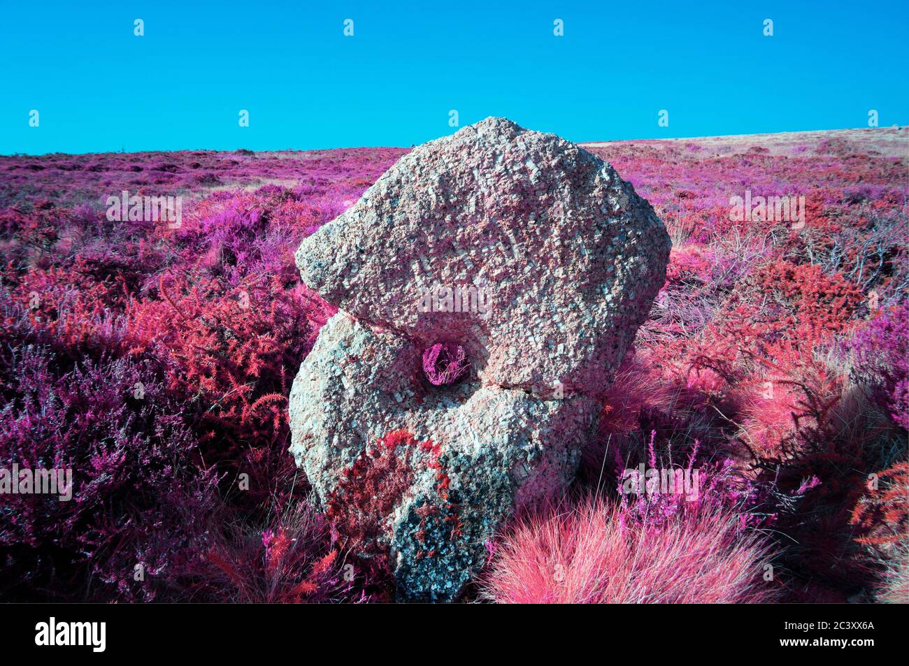 Kenidjack Holed Stone, Truthwall Common, West Cornwall Großbritannien Stockfoto