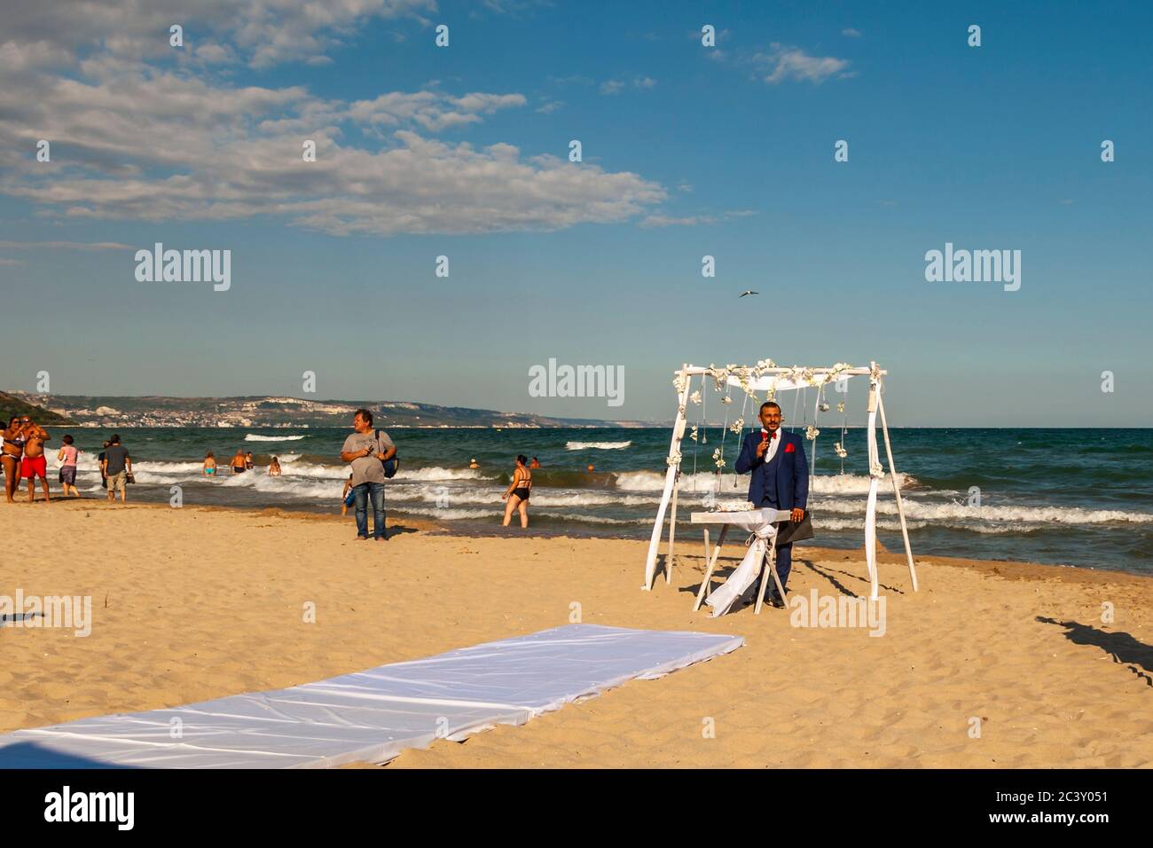 Hochzeit am Strand in Bulgarien Stockfoto