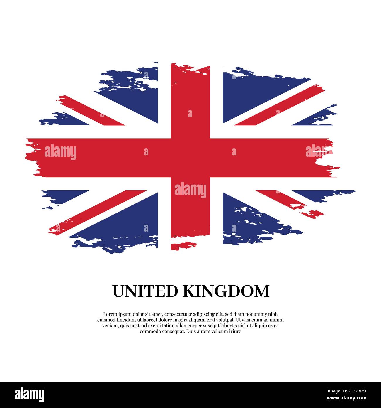 Flagge von großbritannien gemalt mit grunge Pinsel isoliert auf weißem Hintergrund Stock Vektor