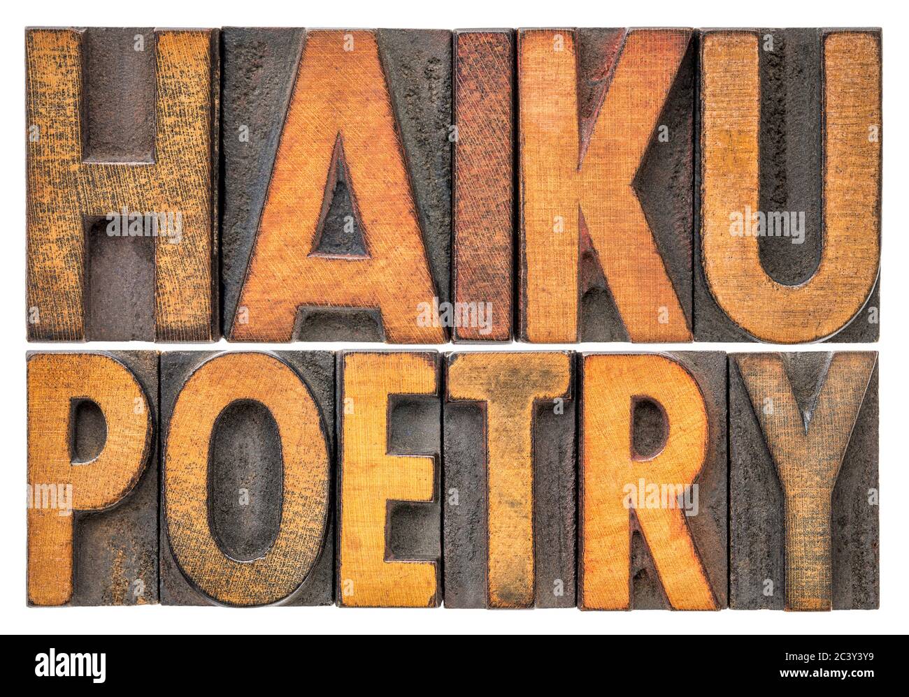 haiku Poesie - eine sehr kurze Form der japanischen Poesie - isoliert Wort abstrakt in Vintage-Buchdruck-Druckblöcke Stockfoto