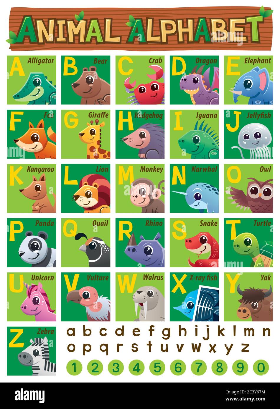 Vektor Illustration Von Tieren Alphabet Fur Kinder Bildung Fur Kleinkinder Tierzoo Abc Alphabet Stock Vektorgrafik Alamy