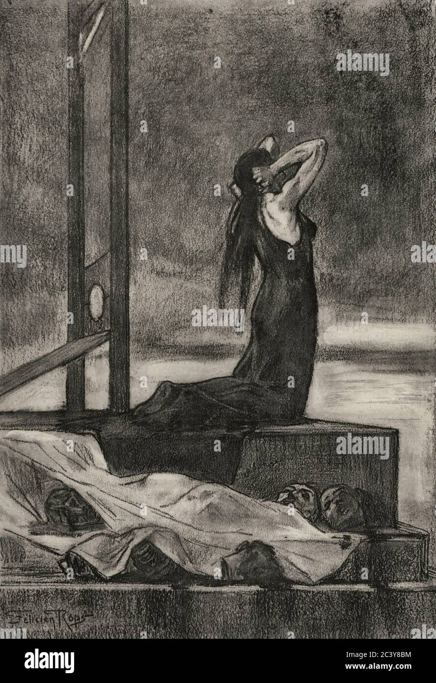 Capital Punishment: The Pain of Death (Todesstrafe: La peine de mort) von Felicien ROPS, um 1880 Stockfoto