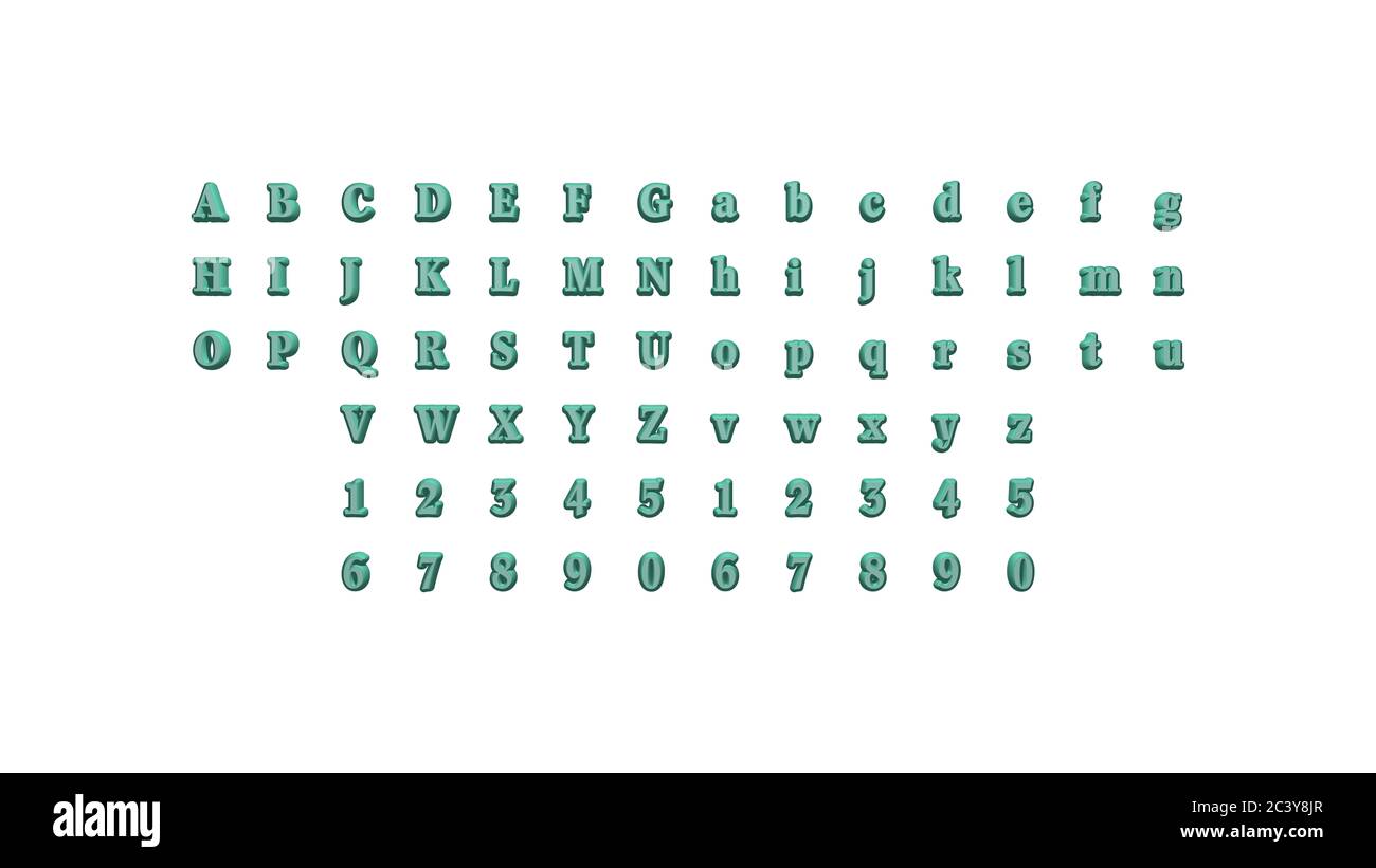 Auf weißem Hintergrund von einzelnen Buchstaben mit einer geformten Schrift 3D an der Wand mit unteren Schatten illustriert geschrieben Stockfoto