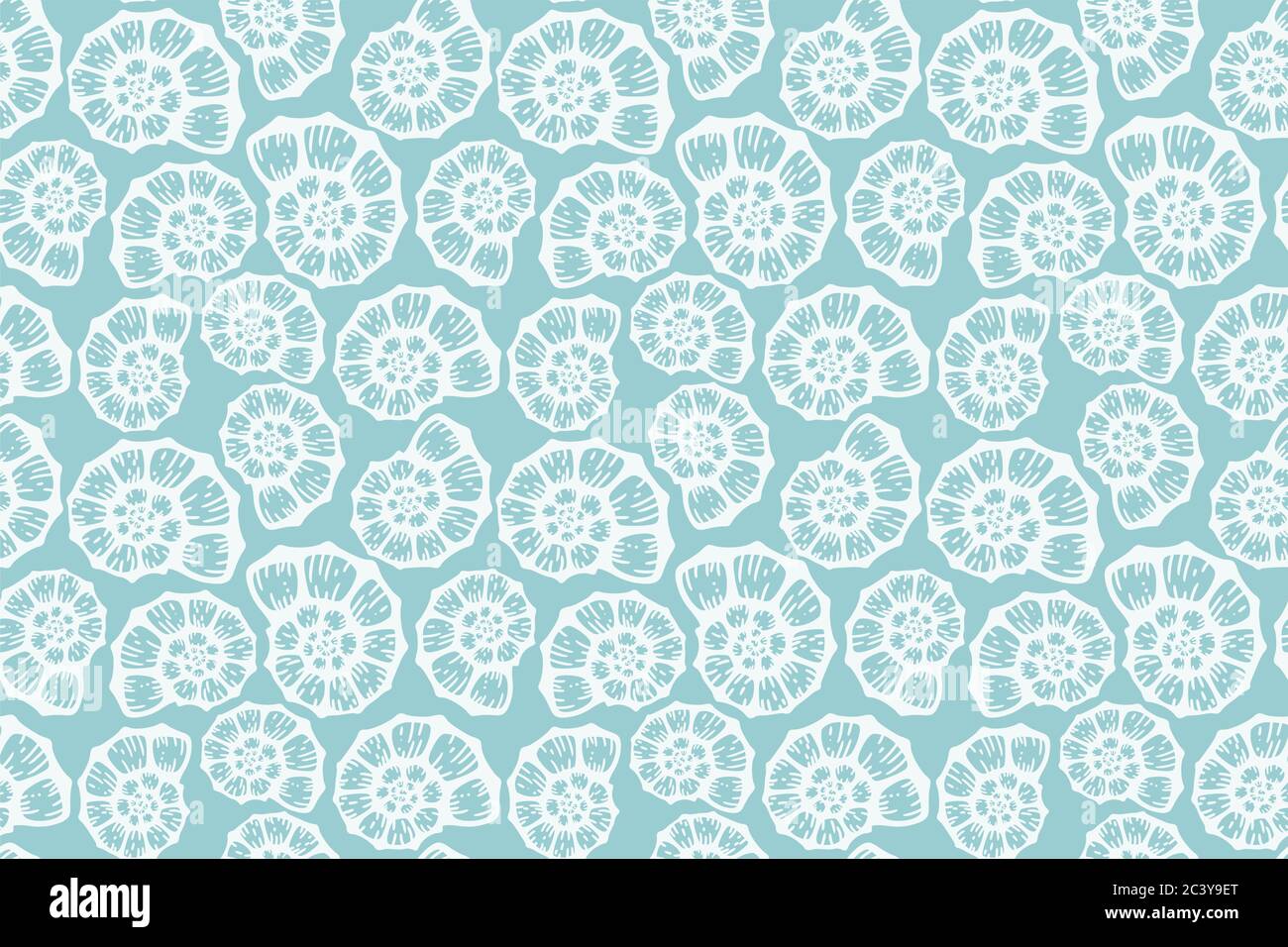 Muschel Strand Sommer blau Muster. Vektor nahtloser Hintergrund. Einfache elegante Meer Muschel Stoff Textur. Aquarelldesign. Grafik Stock Vektor