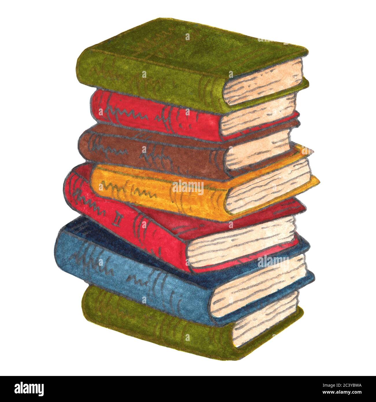 Aquarell Stapel von Vintage-Bücher Illustration Stockfoto