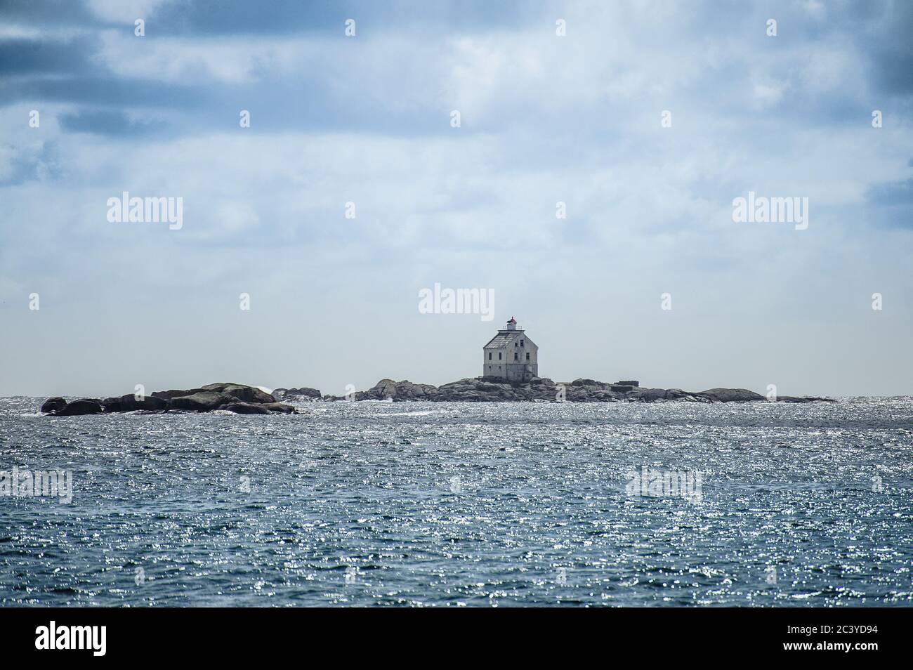 Lyngdal, Norwegen - Juli 19 2009: Der verlassene Leuchtturm von Søndre Katland. Stockfoto