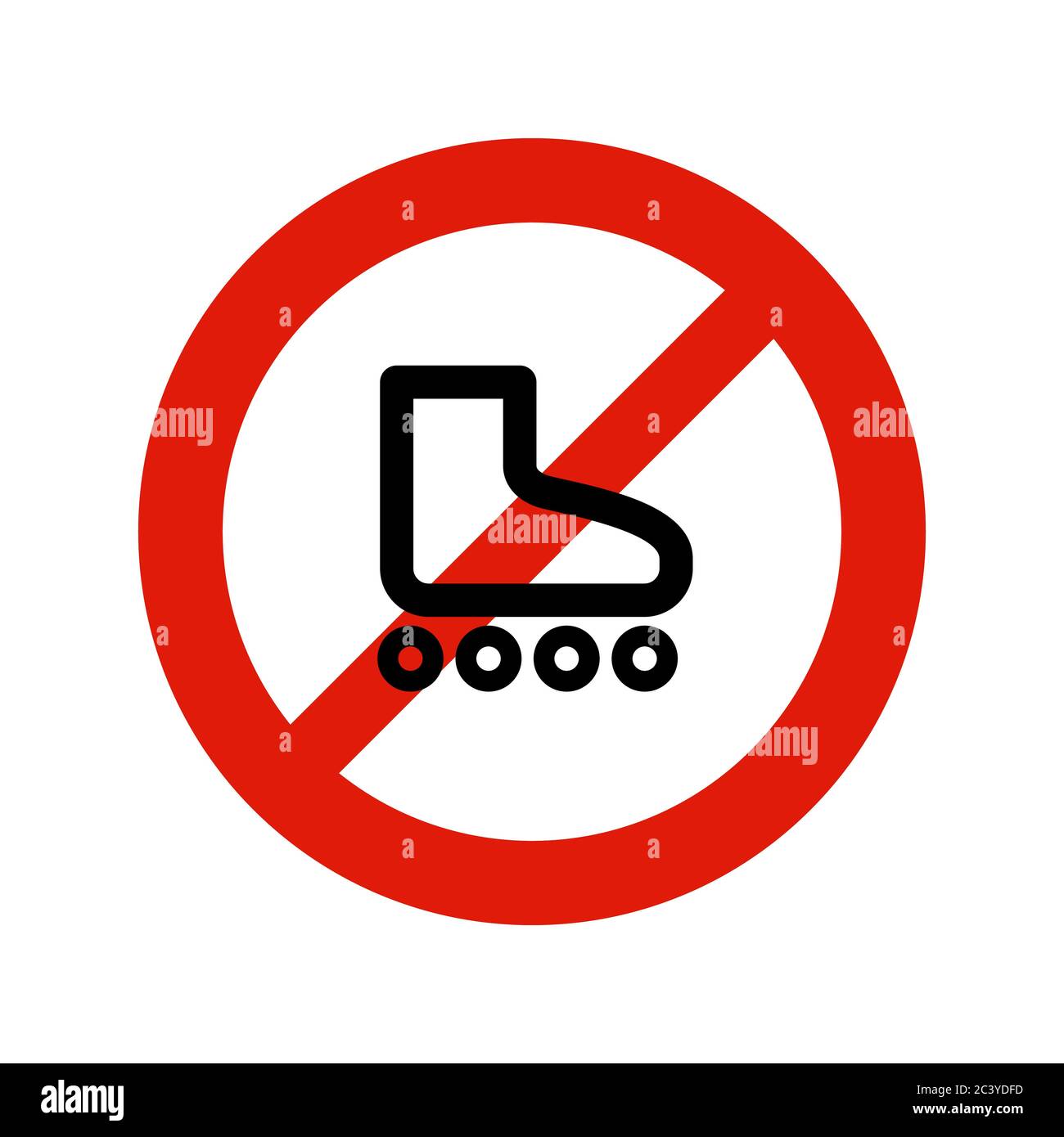 Rote Verbot Zeichen Rollschuh isoliert auf weißem Hintergrund Stock Vektor
