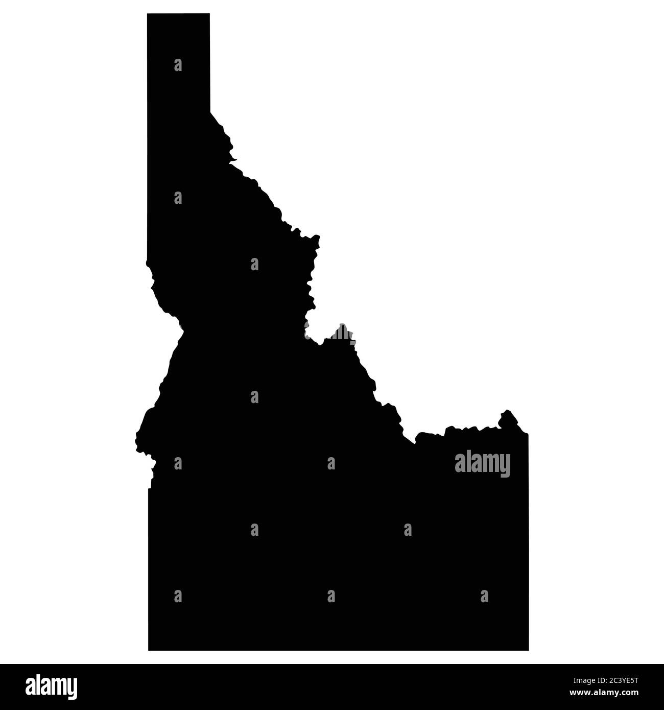 Idaho ID-Zustandskarten. Schwarze Silhouette einfarbige Karte isoliert auf weißem Hintergrund. EPS-Vektor Stock Vektor