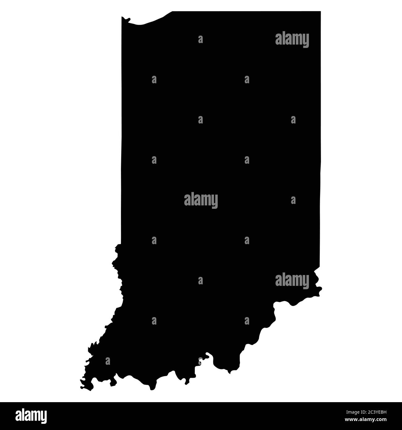 Indiana IN State Maps. Schwarze Silhouette einfarbige Karte isoliert auf weißem Hintergrund. EPS-Vektor Stock Vektor