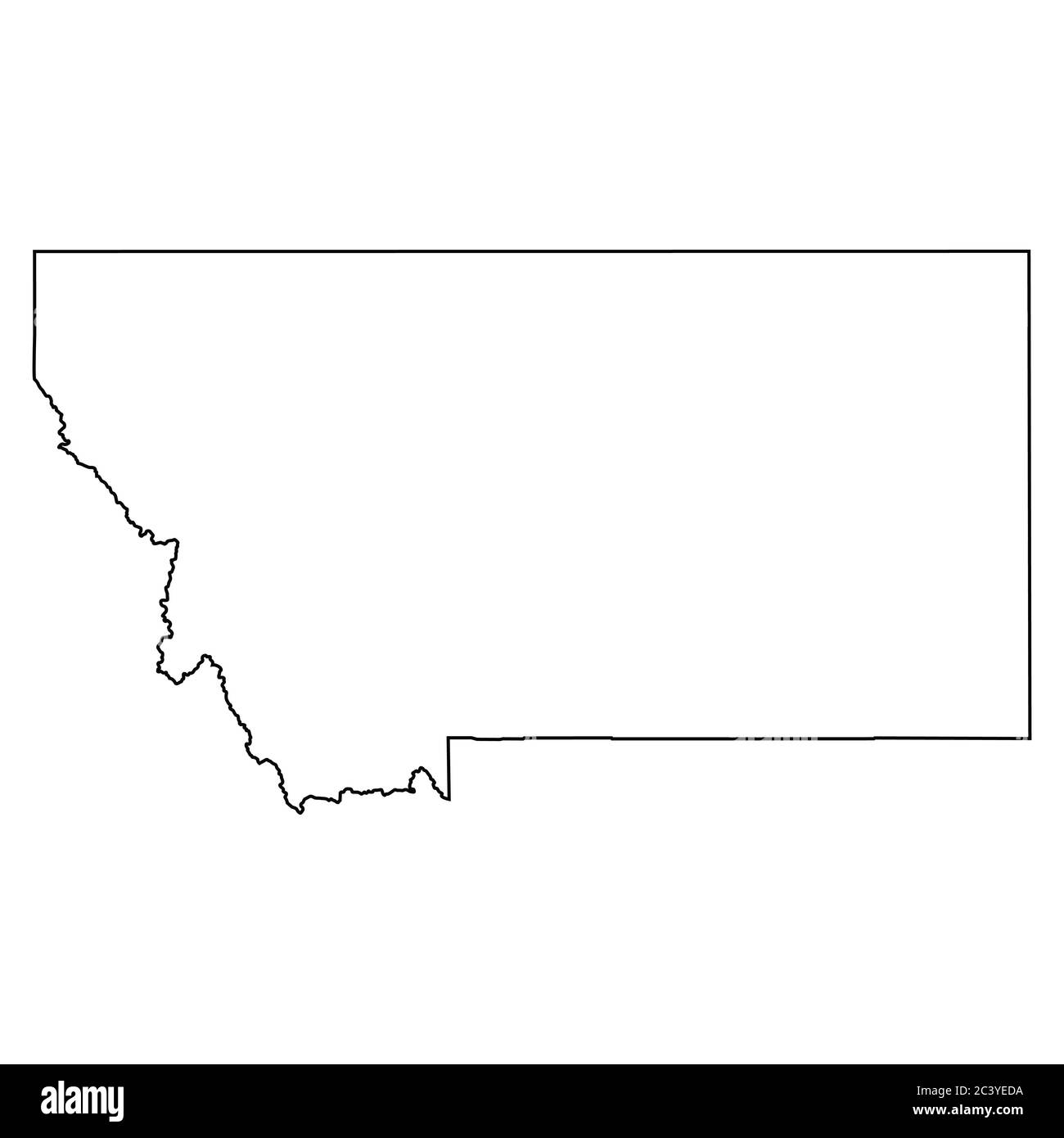 Montana MT State Maps. Schwarze Umrisskarte isoliert auf weißem Hintergrund. EPS-Vektor Stock Vektor