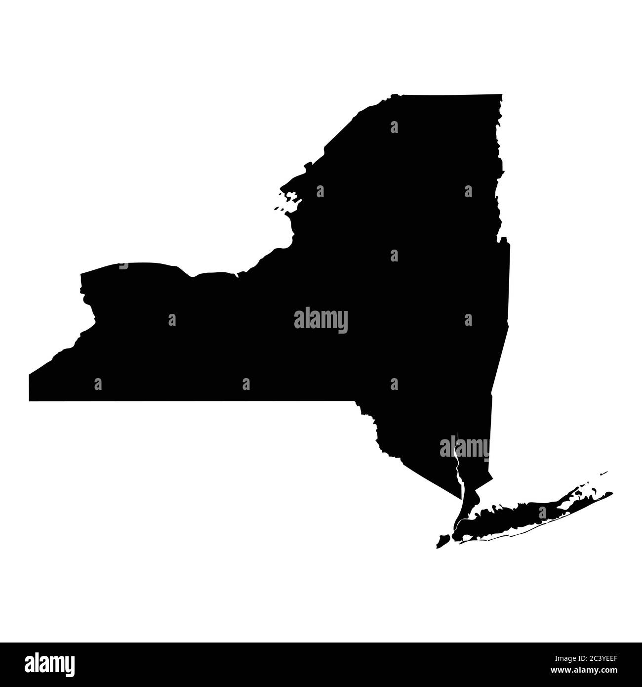New York NY State Maps. Schwarze Silhouette einfarbige Karte isoliert auf weißem Hintergrund. EPS-Vektor Stock Vektor