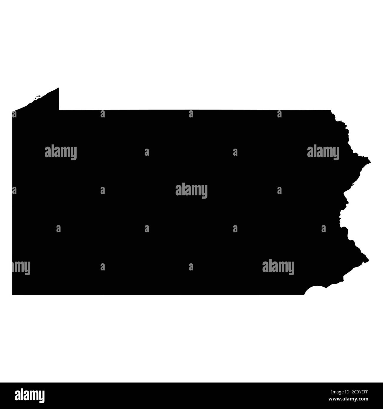 Pennsylvania PA State Maps. Schwarze Silhouette einfarbige Karte isoliert auf weißem Hintergrund. EPS-Vektor Stock Vektor