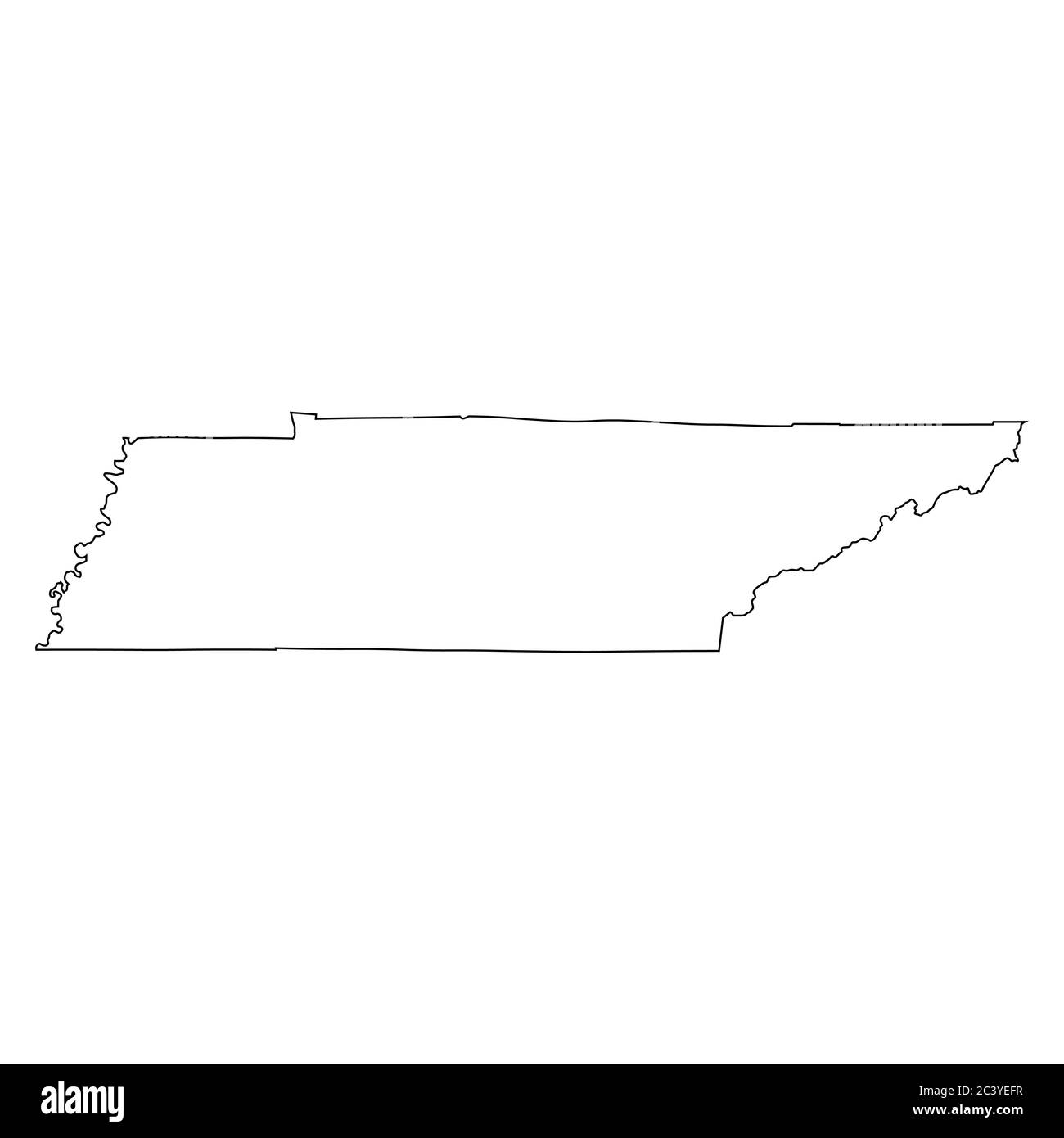 Tennessee TN State Map USA. Schwarze Umrisskarte isoliert auf weißem Hintergrund. EPS-Vektor Stock Vektor