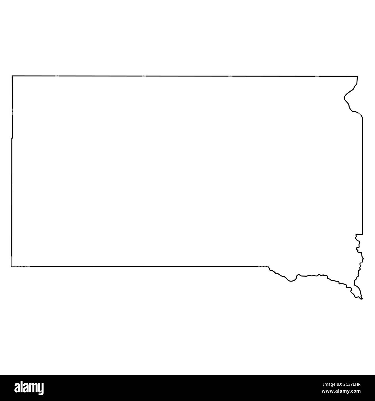 South Dakota SD State Map USA. Schwarze Umrisskarte isoliert auf weißem Hintergrund. EPS-Vektor Stock Vektor
