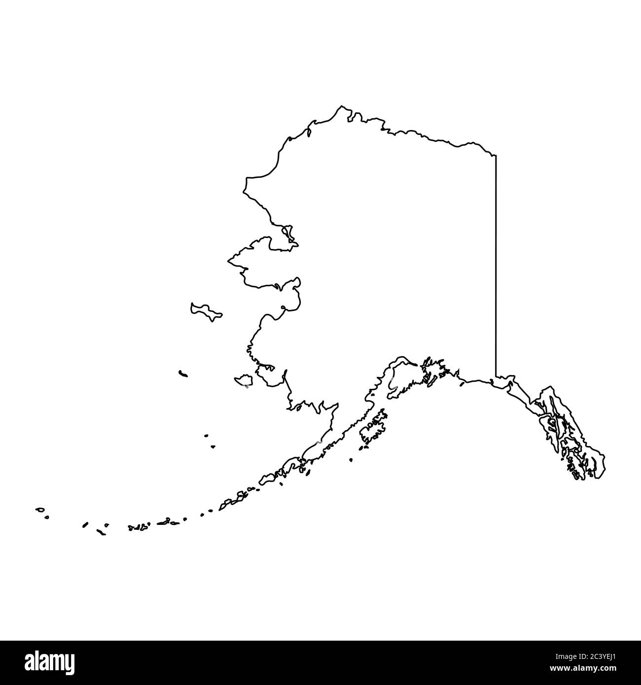 Alaska AK State Map USA. Schwarze Umrisskarte isoliert auf weißem Hintergrund. EPS-Vektor Stock Vektor