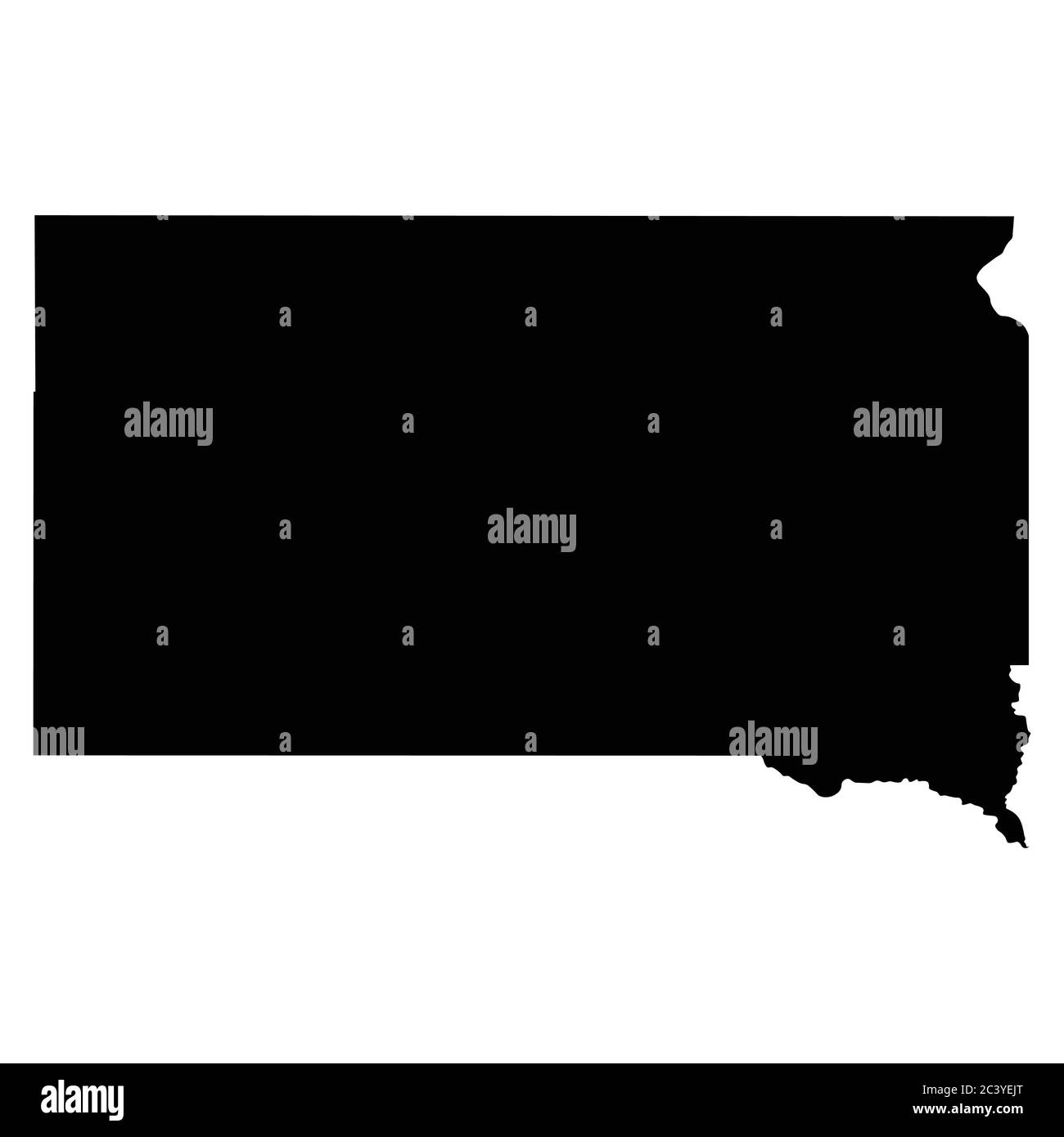 South Dakota SD State Map USA. Schwarze Silhouette solide Karte isolierte Karten auf weißem Hintergrund. EPS-Vektor Stock Vektor