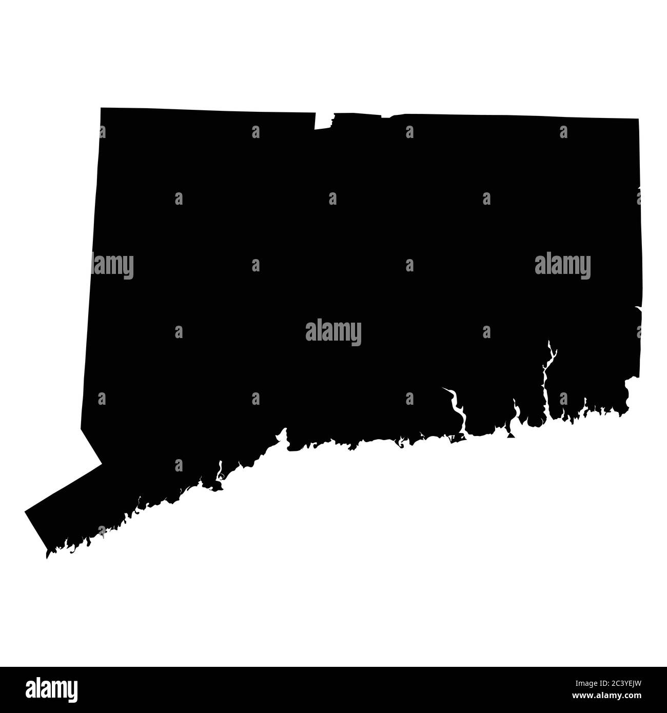 Connecticut CT State Map USA. Schwarze Silhouette einfarbige Karte isoliert auf weißem Hintergrund. EPS-Vektor Stock Vektor