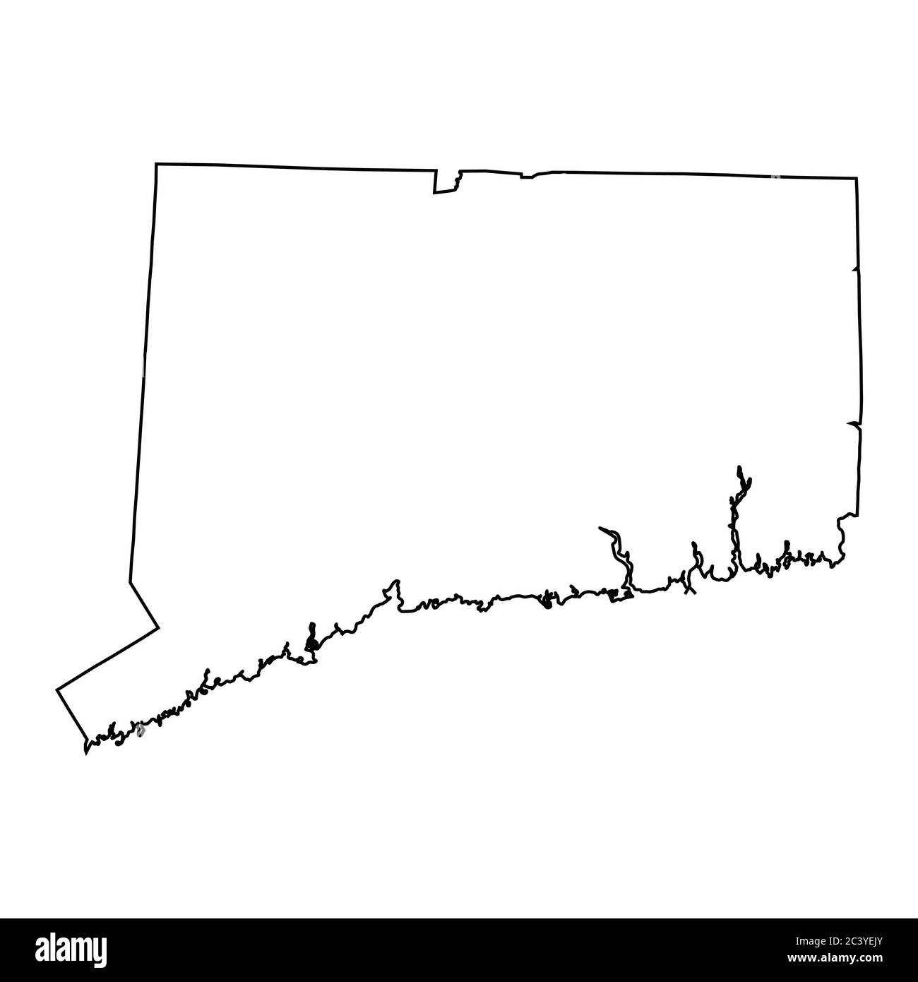 Connecticut CT State Map USA. Schwarze Umrisskarte isoliert auf weißem Hintergrund. EPS-Vektor Stock Vektor