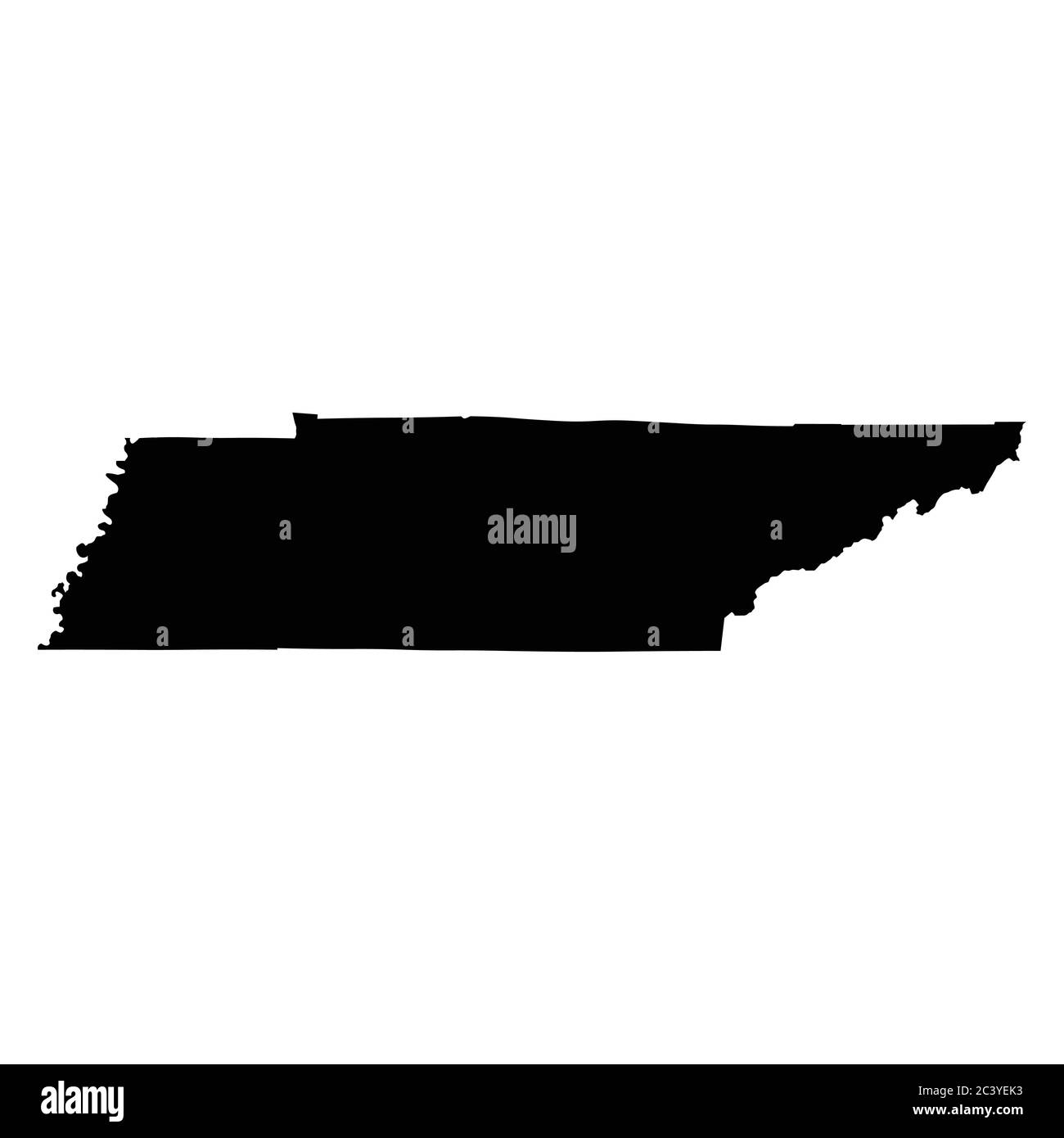 Tennessee TN State Map USA. Schwarze Silhouette solide Karte isolierte Karten auf weißem Hintergrund. EPS-Vektor Stock Vektor