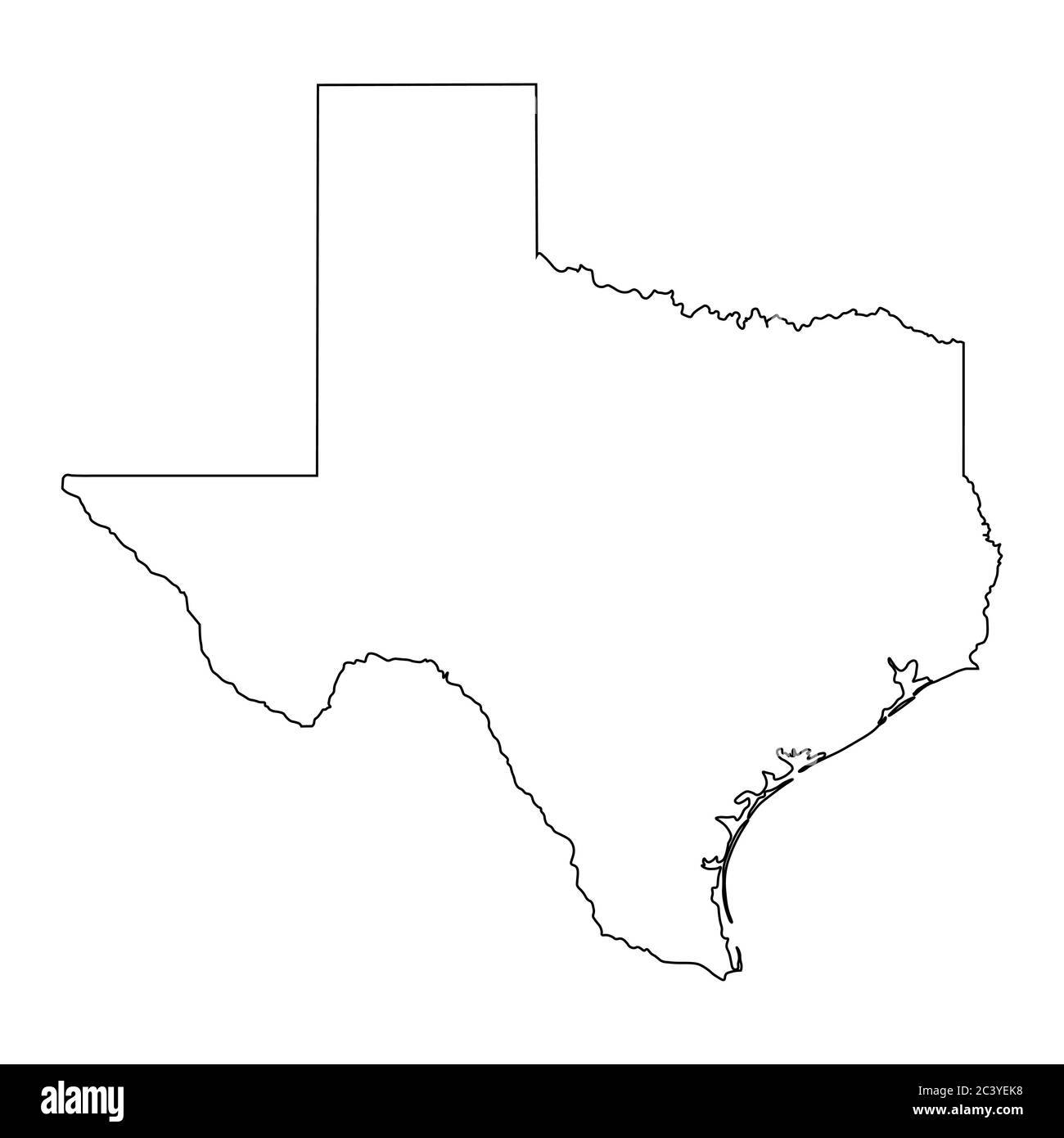 Texas TX State Map USA. Schwarze Umrisskarte isoliert auf weißem Hintergrund. EPS-Vektor Stock Vektor