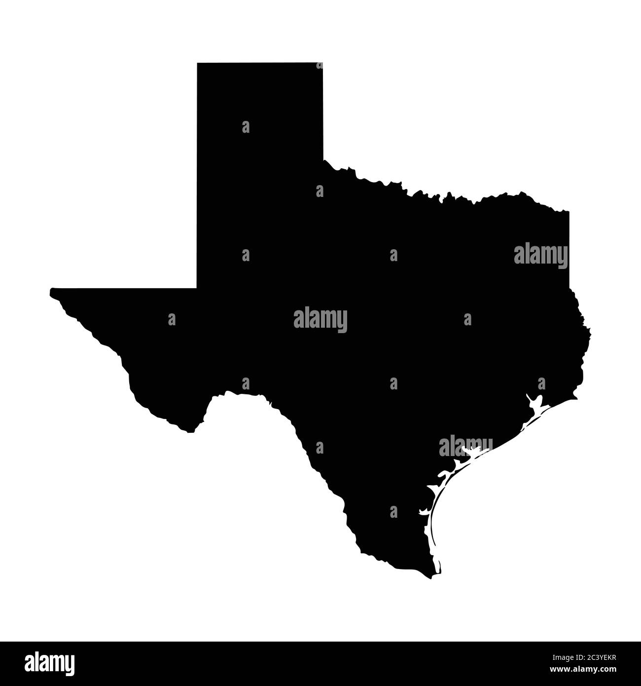 Texas TX State Map USA. Schwarze Silhouette solide Karte isolierte Karten auf weißem Hintergrund. EPS-Vektor Stock Vektor