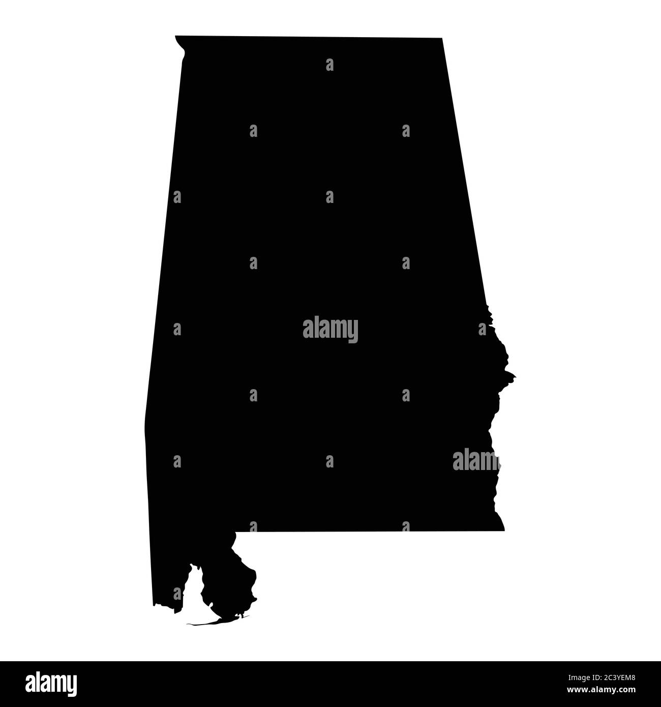 Alabama AL State Karte USA. Schwarze Silhouette solide isolierte Karte auf weißem Hintergrund. EPS-Vektor Stock Vektor