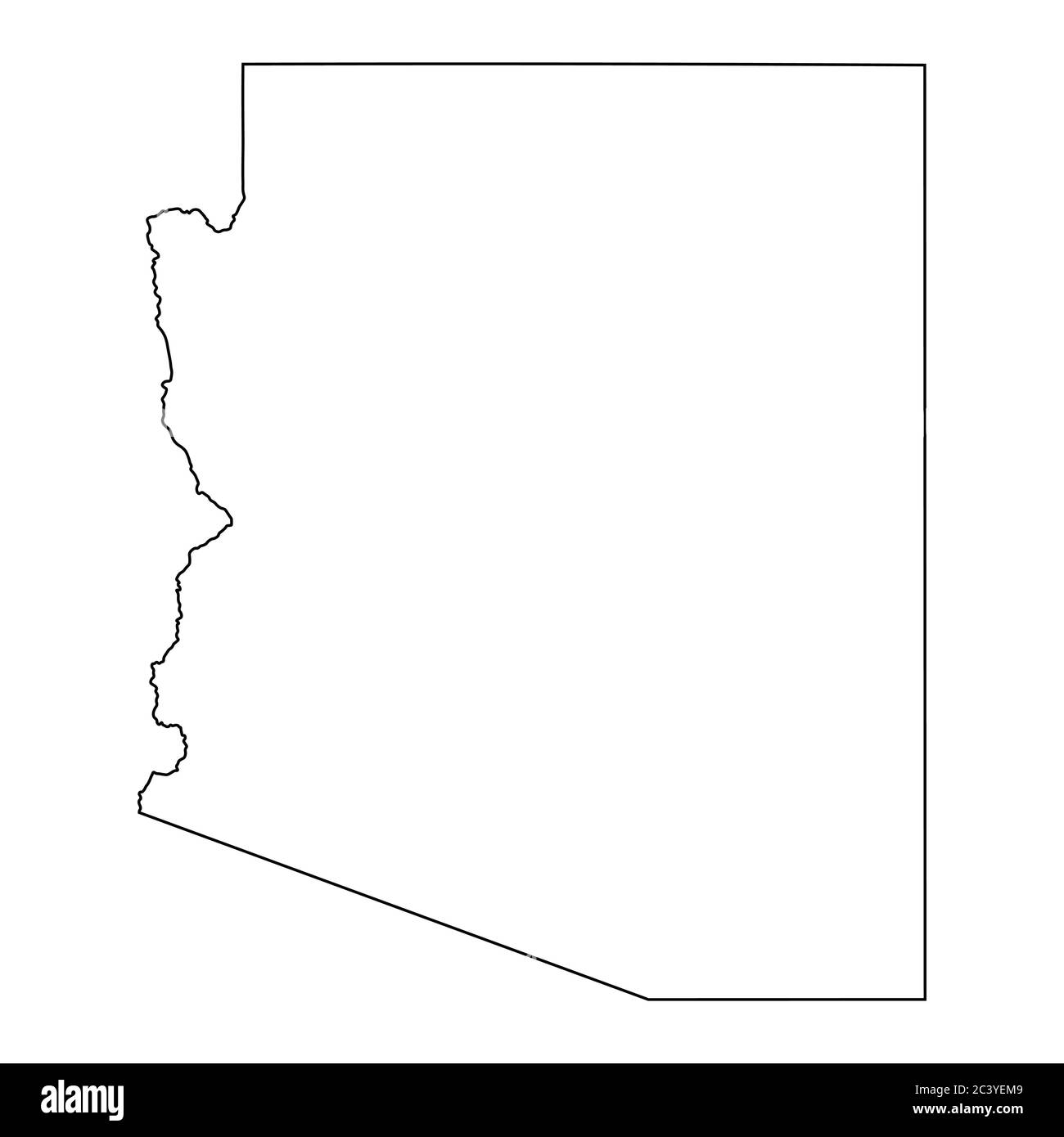 Arizona AZ State Map USA. Schwarze Umrisskarte isoliert auf weißem Hintergrund. EPS-Vektor Stock Vektor