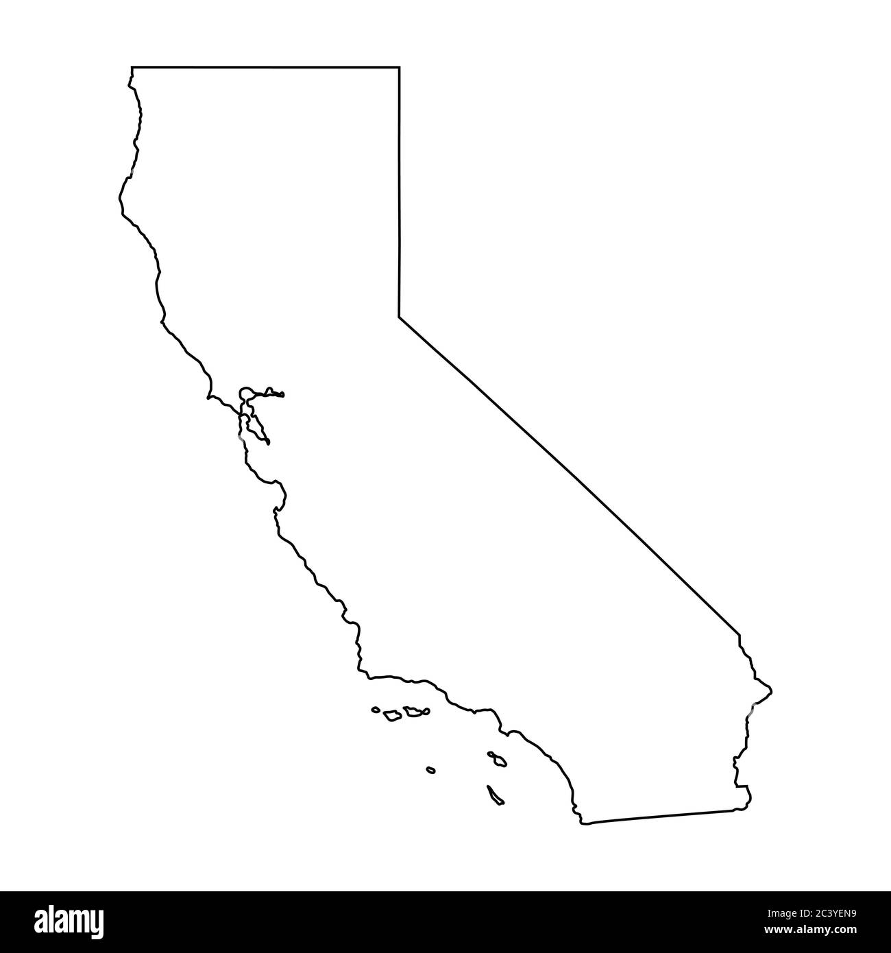 Kalifornien CA State Map USA. Schwarze Umrisskarte isoliert auf weißem Hintergrund. EPS-Vektor Stock Vektor