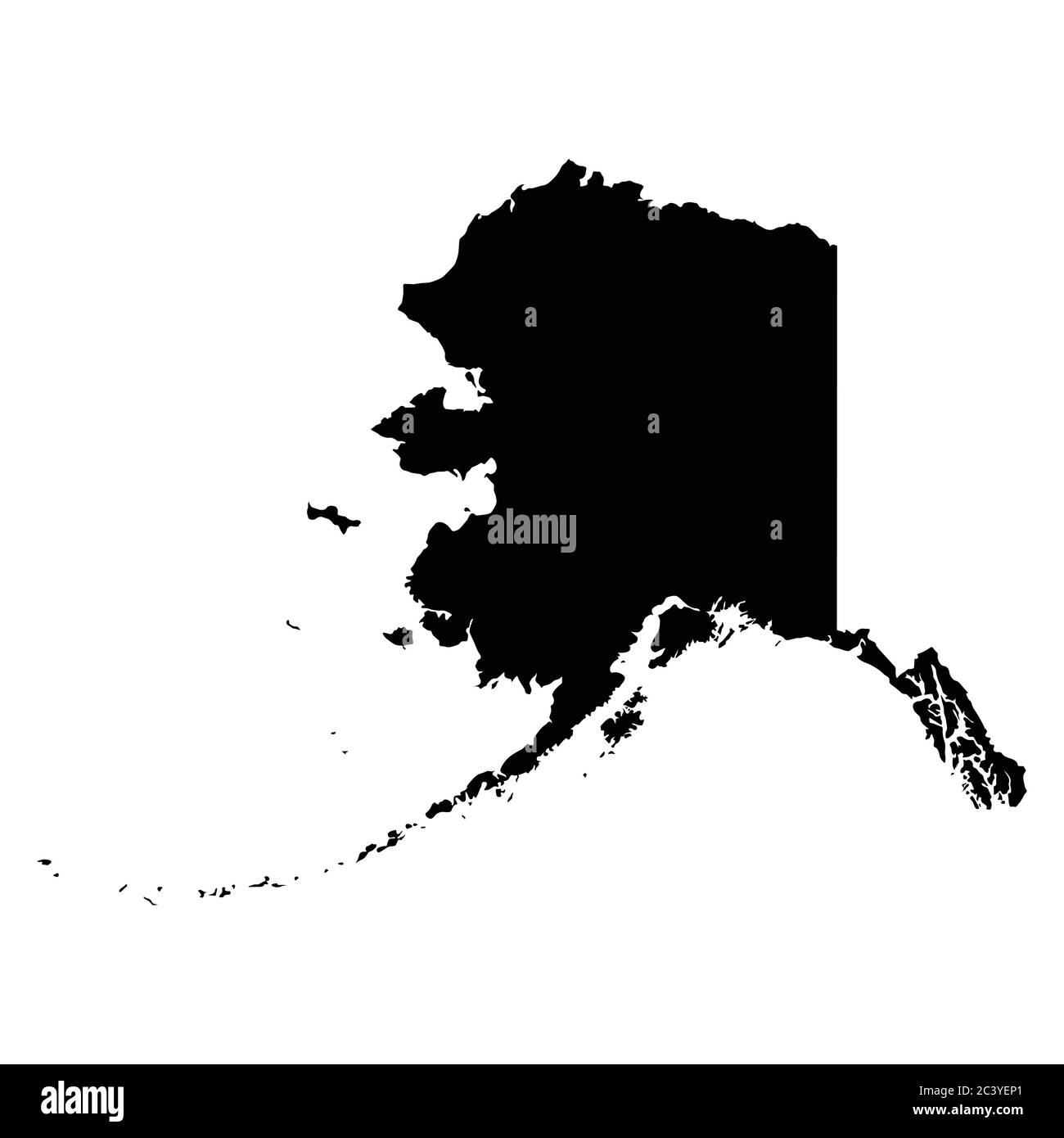 Alaska AK State Map USA. Schwarze Silhouette einfarbige Karte isoliert auf weißem Hintergrund. EPS-Vektor Stock Vektor