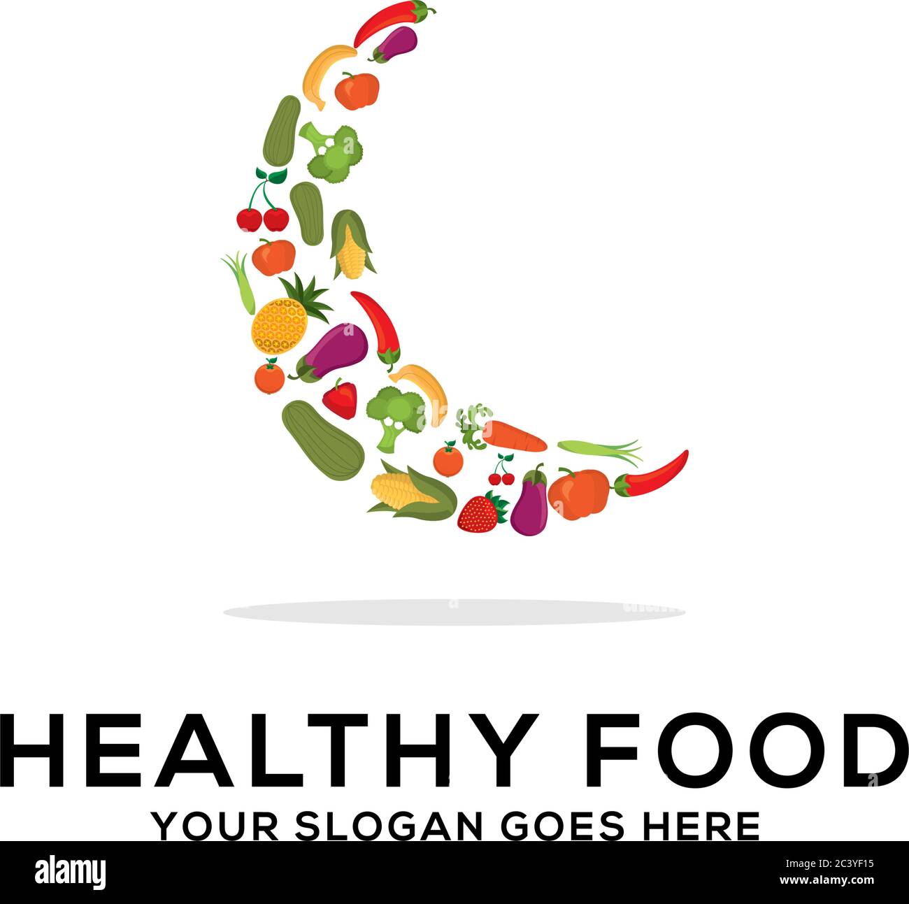 Gesunde Lebensmittel Logo Design Vektor, frisches Obst und Gemüse Zeichnung Stern abstrakte Illustration Stock Vektor