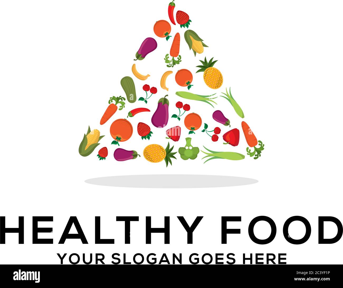 Gesunde Lebensmittel Logo Design Vektor, frisches Obst und Gemüse Zeichnung Kreis abstrakte Illustration Stock Vektor