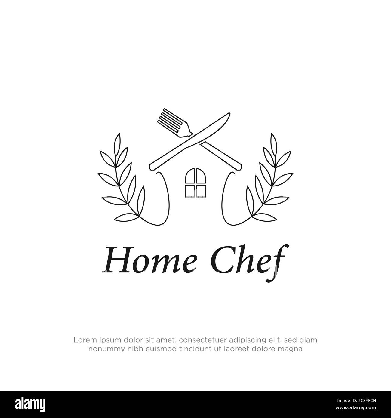 Home Chef Logo-Design mit rustikalen Stil, Kochen in Home Logo Vektor-Set Inspiration Stock Vektor