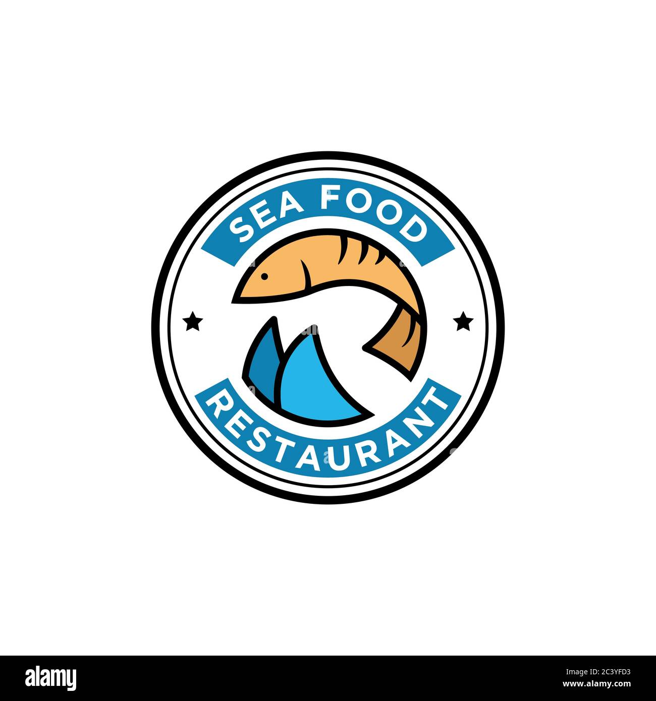 Fresh Fish Seafood Restaurant Logo Design, Lebensmittel und Getränke Vektor Illustration gut für Business Logo Marke Stock Vektor
