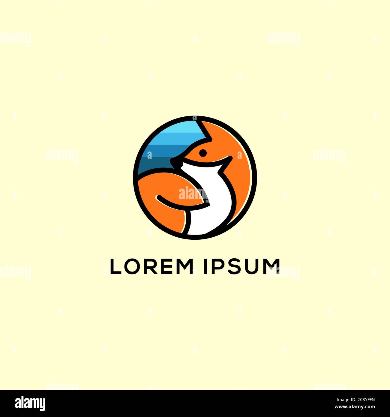 Creative Fox im Kreis Logo-Design mit flachen Design-Stil, kann für Ihre Marke, Branding-Identität oder kommerzielle Marke verwenden Stock Vektor