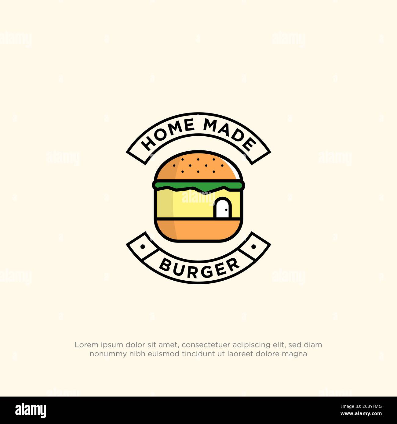 Frische hausgemachte Burger Logo-Designs, Lebensmittel und Getränke Logo Cartoon Vektor-Set Stock Vektor