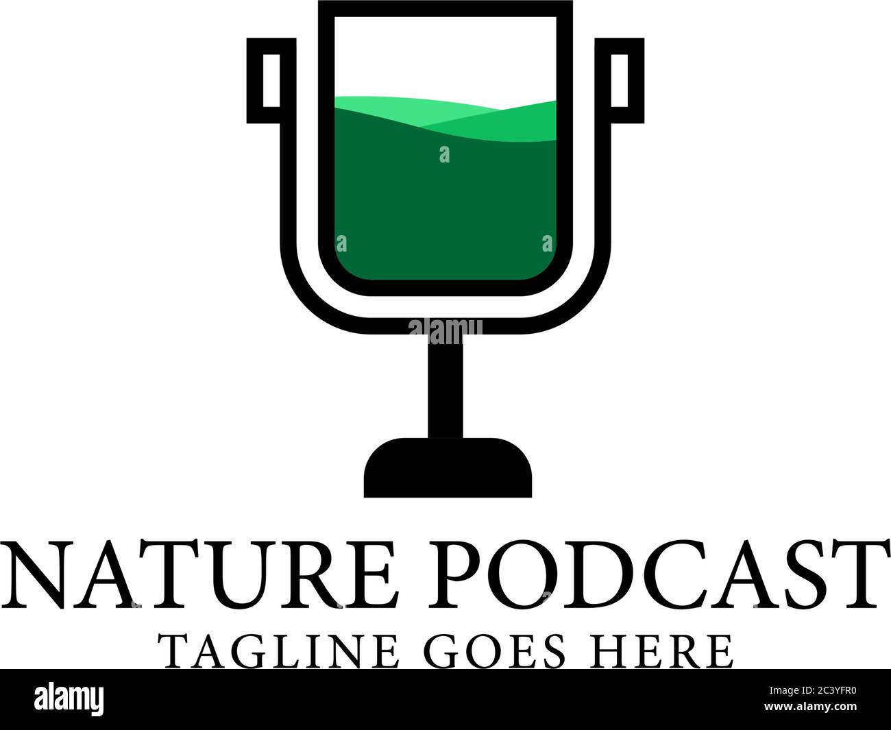 Natur Podcast mic Logo Design Vorlage, digitale Outdoor Audio Show Logo Inspiration Stock Vektor