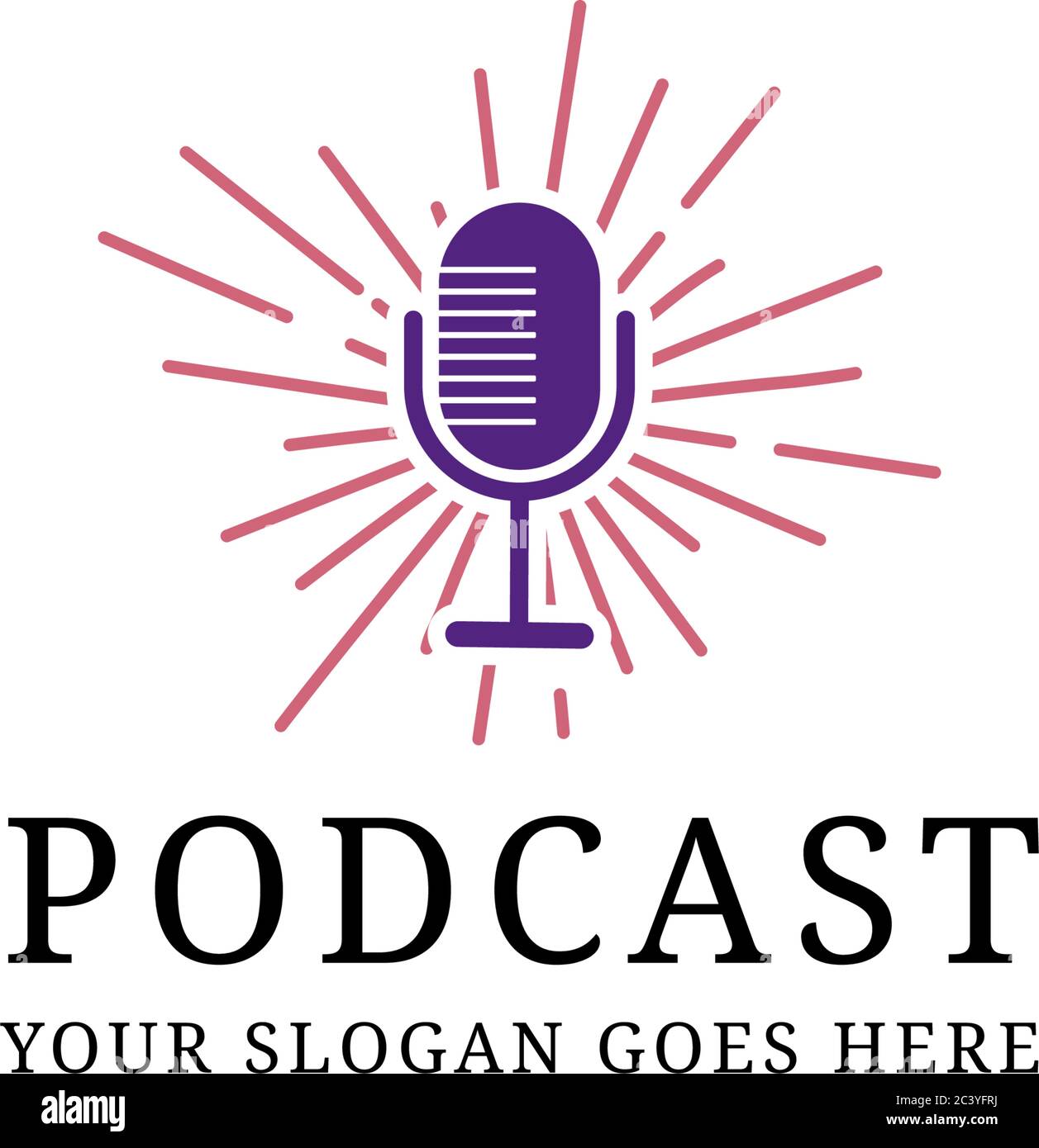 Kreative Podcast mic Logo Design Vorlage, digitale Audio-Show Logo Inspiration Stock Vektor