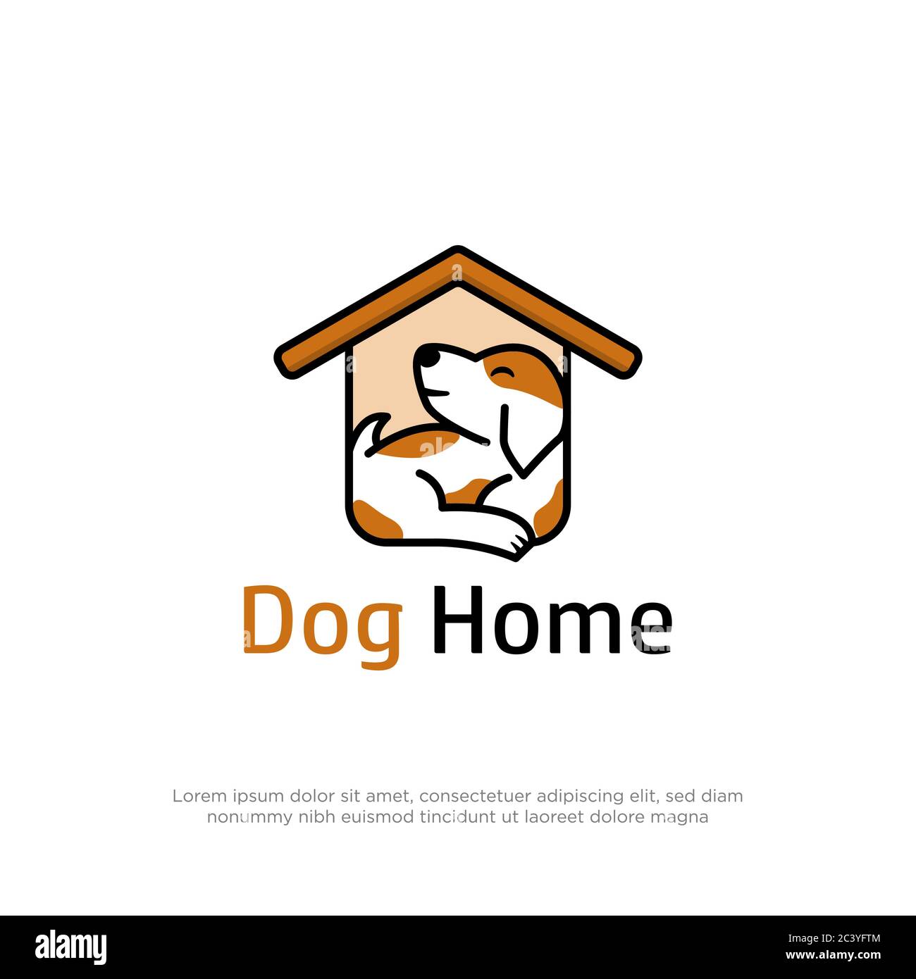 Beauty Hund Home Logo Design, komfortable Welpen Haus Cartoon Logo Inspiration Stock Vektor