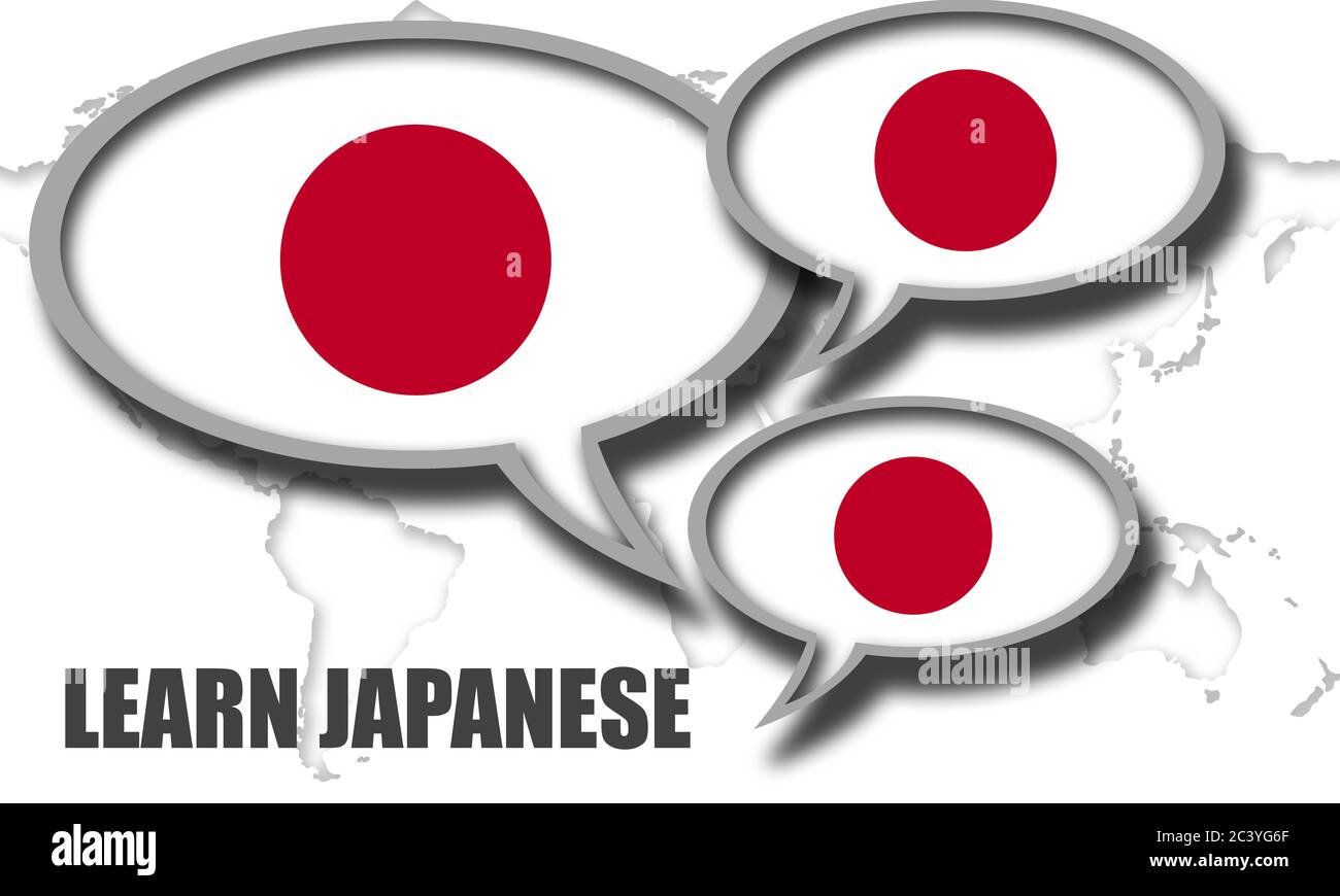 Lerne Japanisch Sprache Sprechblase, 3d Rendering Stockfoto