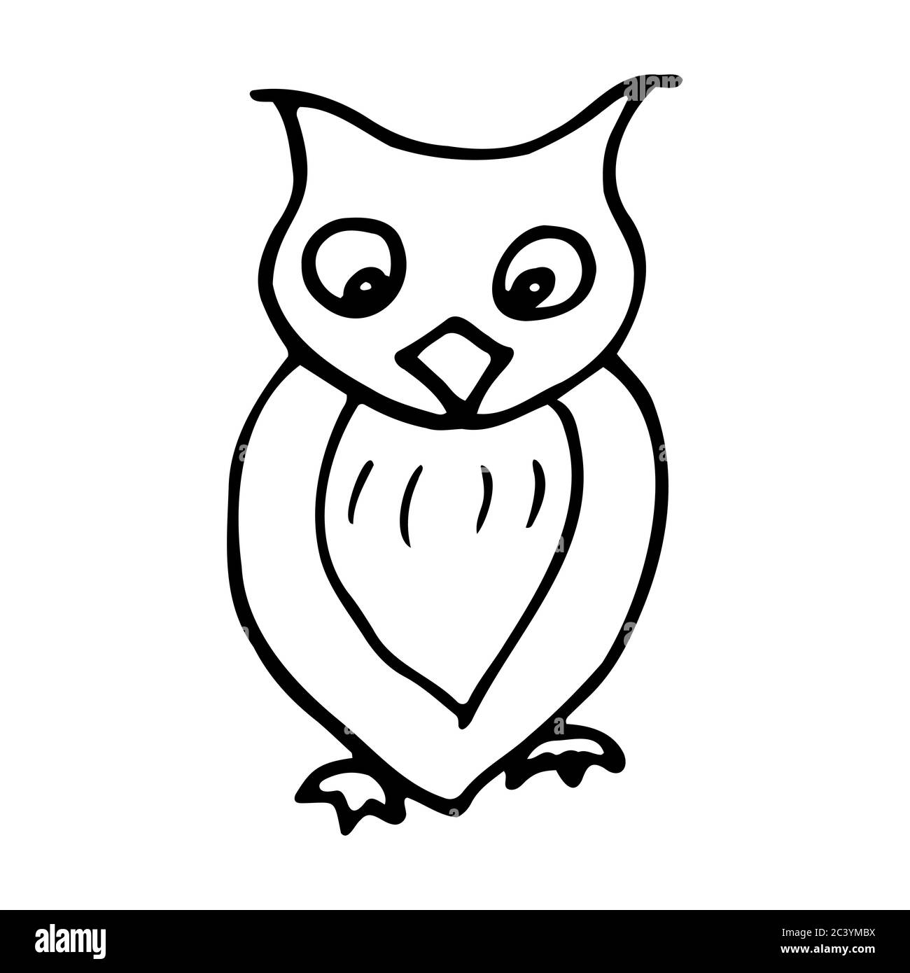 Handgezeichnete Eule. Cartoon Eule skizzieren Doodle Stil. Vektor transparente Illustration isoliert auf weißem Hintergrund. Dekoration für Grußkarten, Poster Stock Vektor