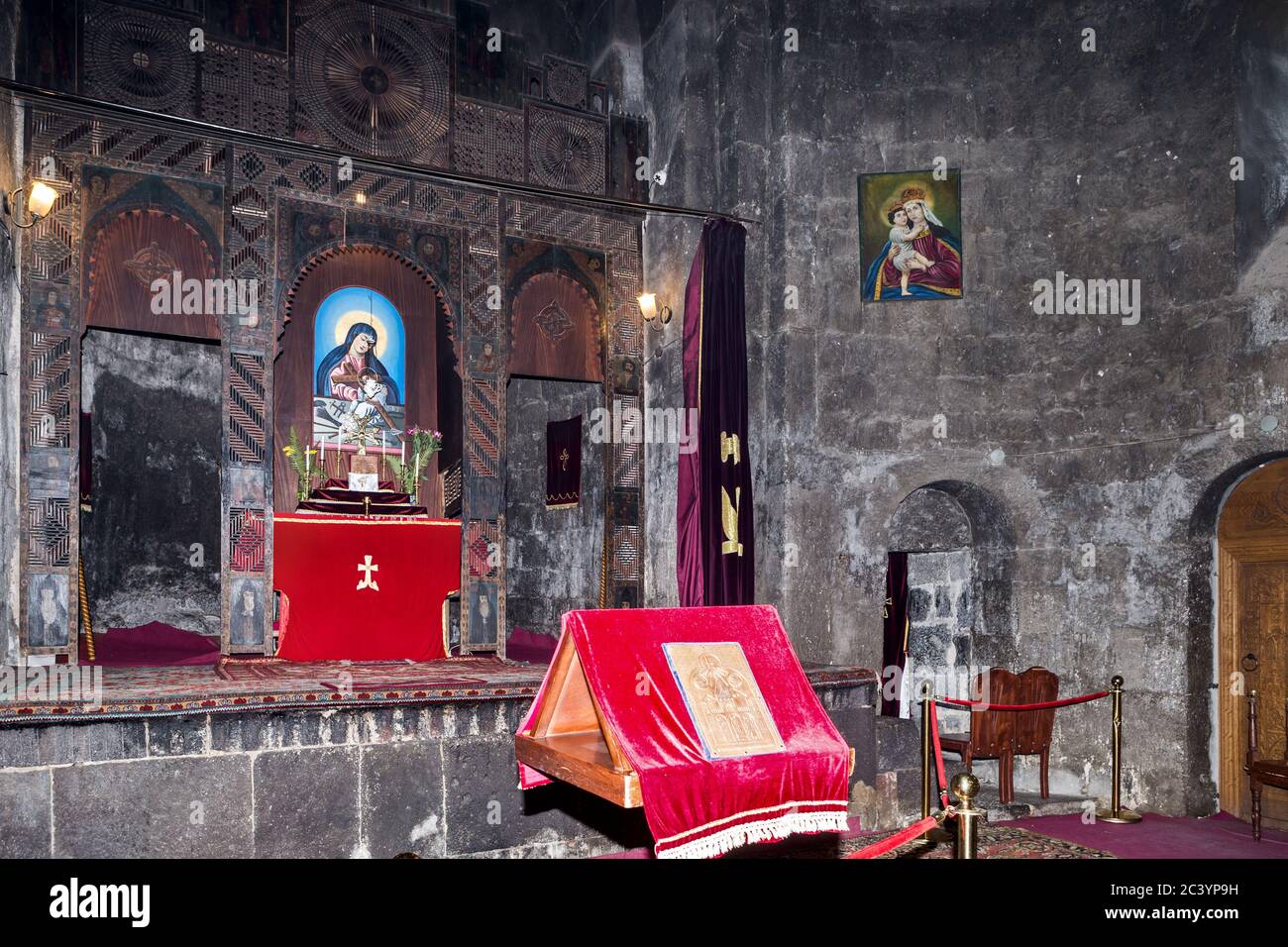 Interior, Surp Arakelots bedeutet die "Heiligen Apostel", das Kloster von Sevanavank, Sevan See, Provinz Gegharkunik, Armenien Stockfoto