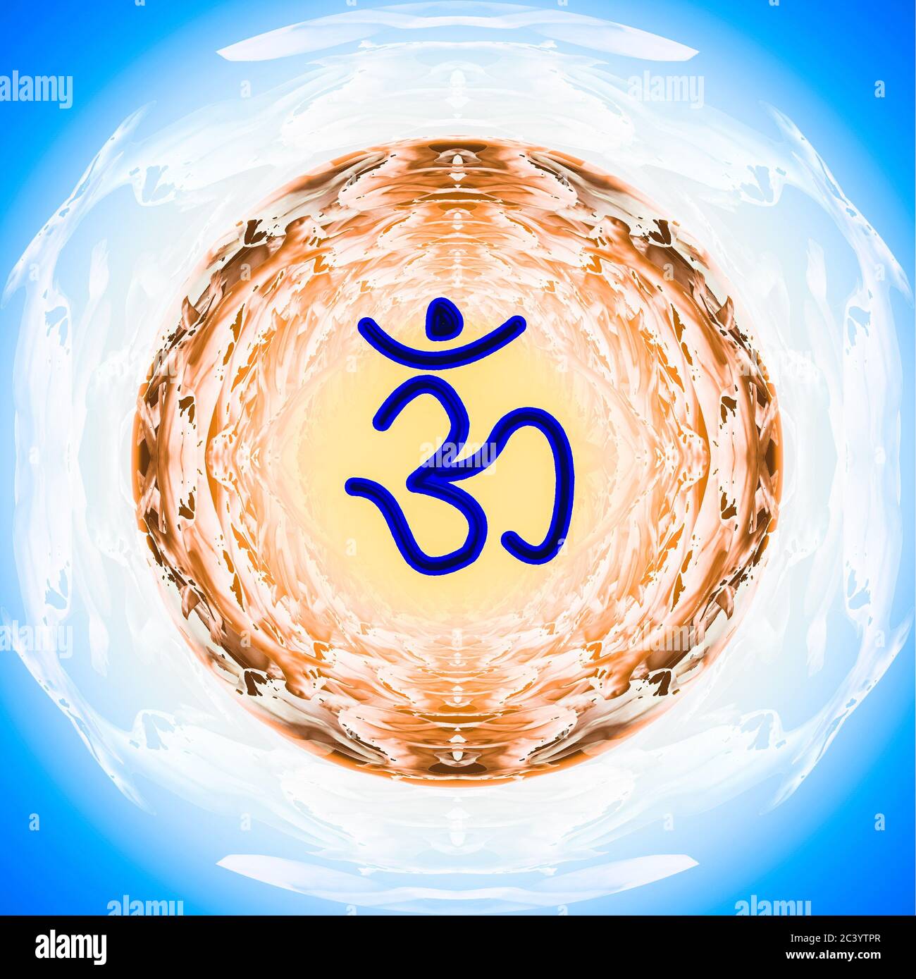 Meditation mit om Symbol Energie Stockfoto