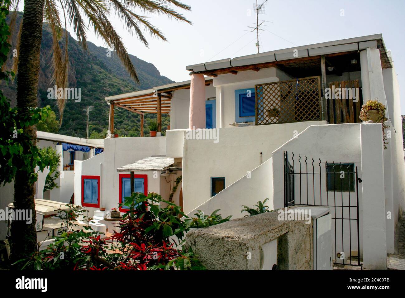 Insel Stromboli populäre Architektur. Äolischen Inseln in Sizilien (Italien) Stockfoto