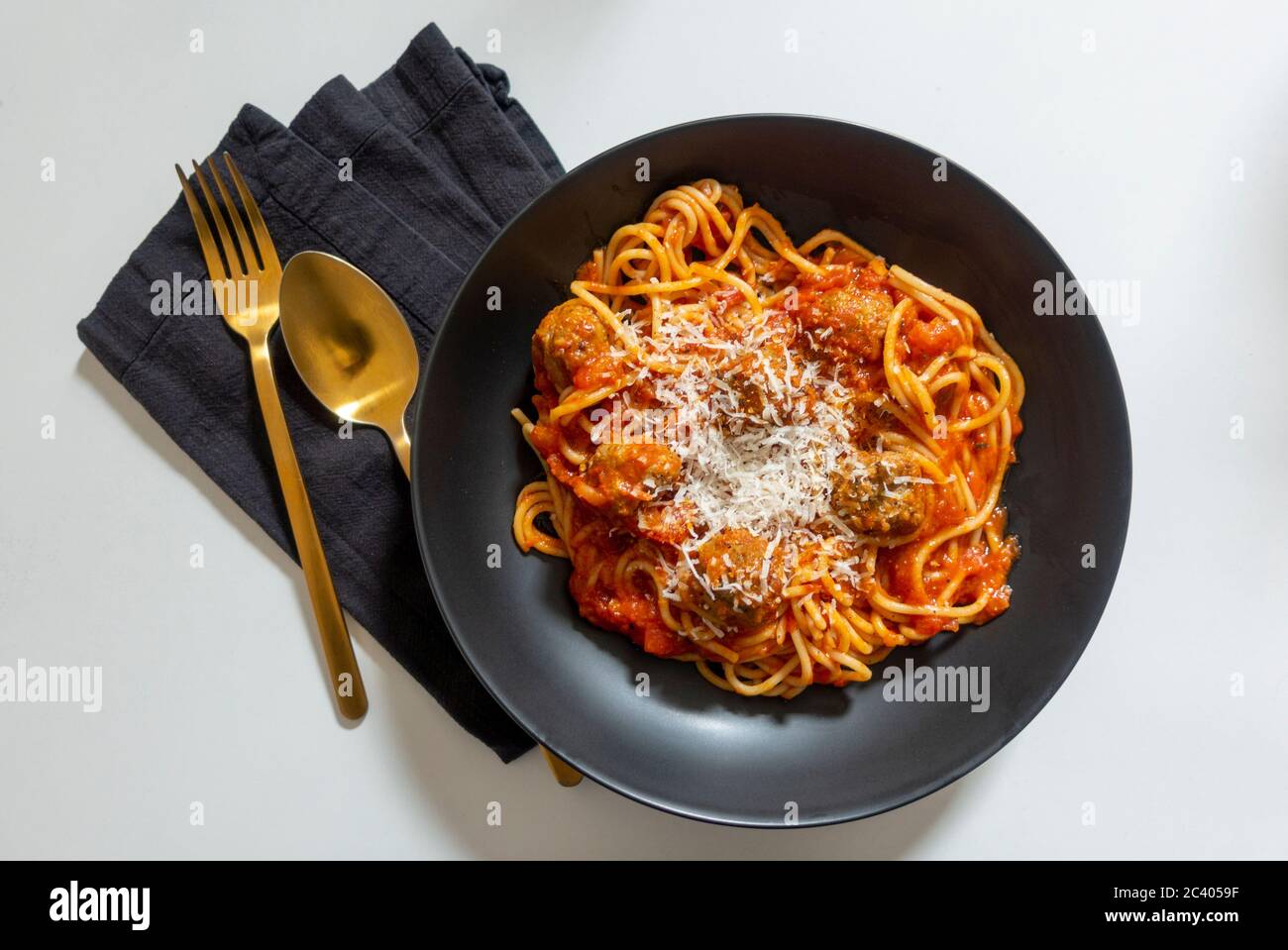 Spaghetti und Fleischbällchen Stockfoto