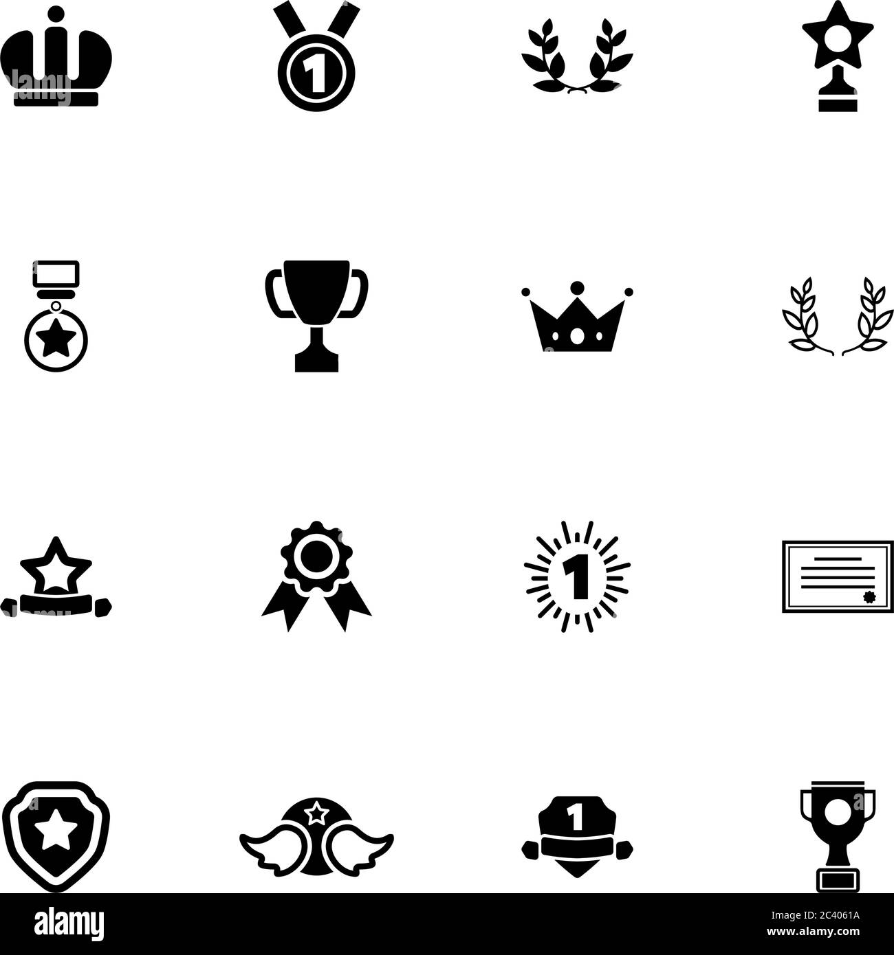 Symbol Auszeichnungen - auf beliebige Größe erweitern - auf beliebige Farbe ändern. Perfect Flat Vector enthält solche Symbole wie Medaille, Zertifikat, Lorbeerkranz, Trophäenbecher, rew Stock Vektor