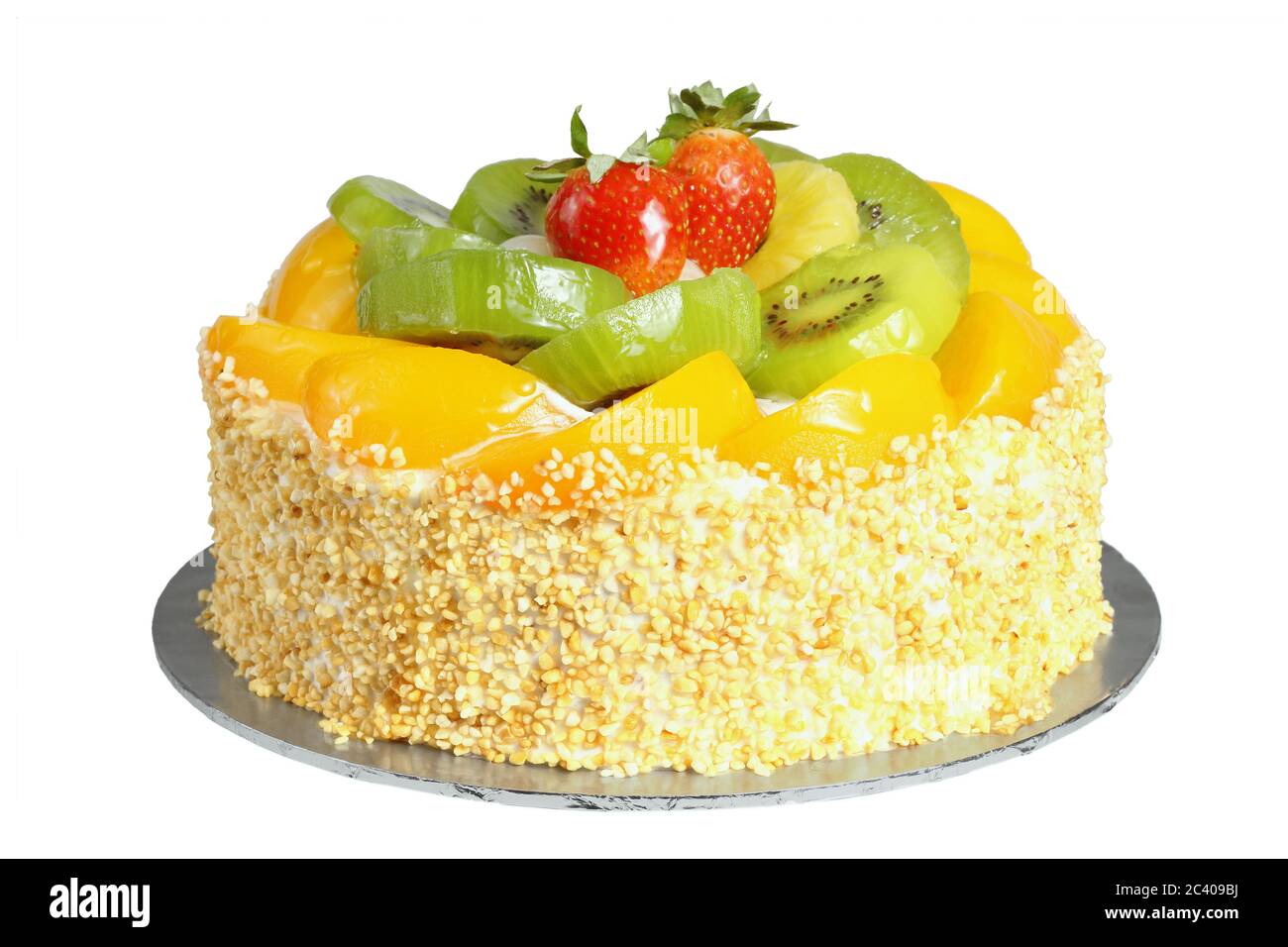 Hausgemachte Früchte Kuchen auf weißem Hintergrund Stockfoto