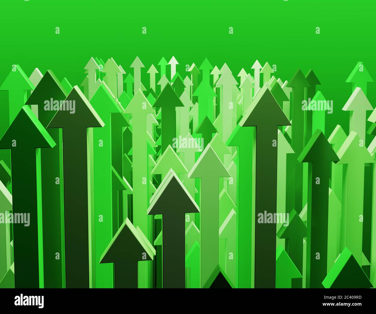 3d-Rendering: Grüne Pfeile nach oben. Konzept für Erfolg Führung Vermögenswachstum Stockfoto