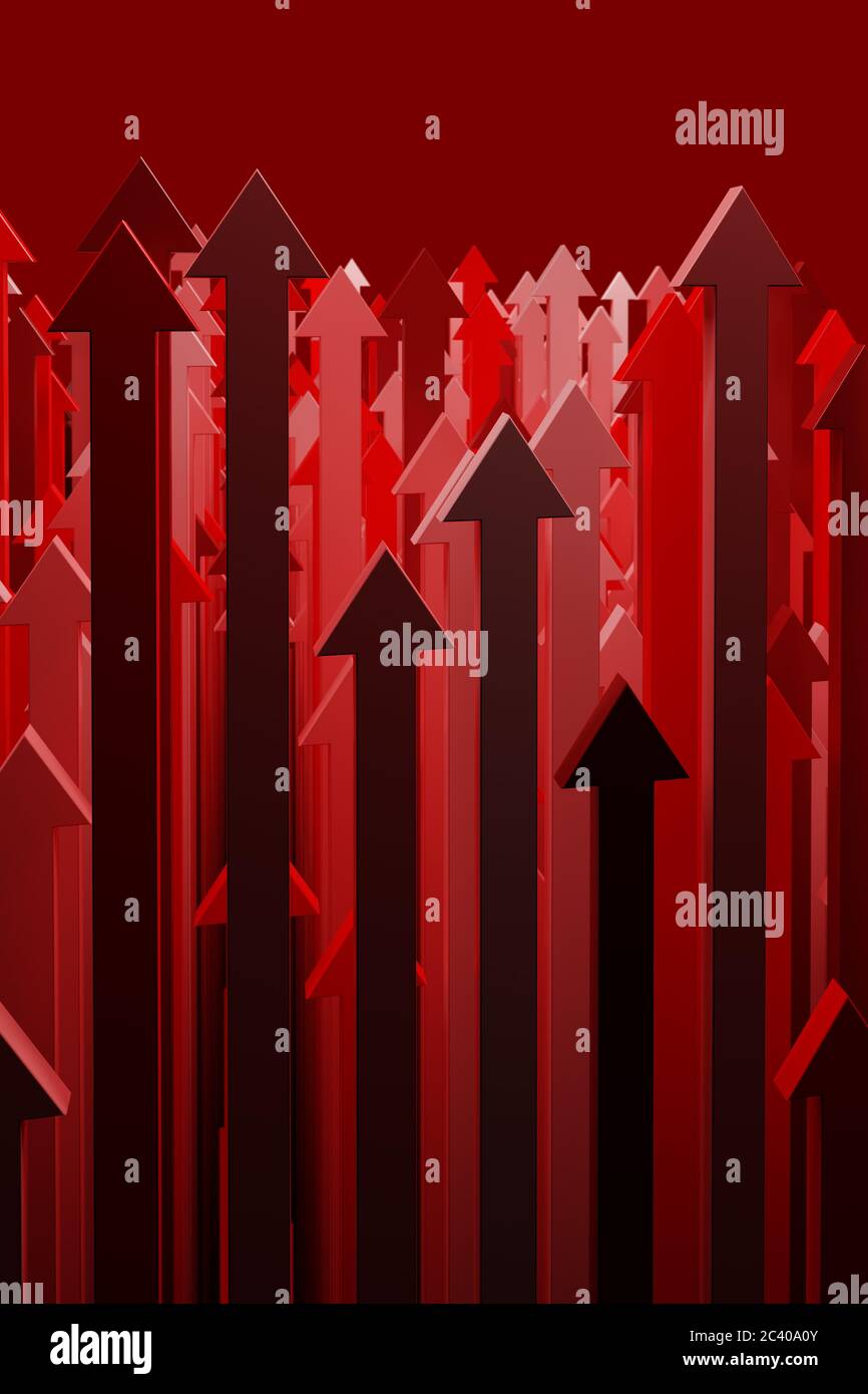 3d-Rendering: Rote Pfeile nach oben. Konzept für Erfolg Führung Vermögenswachstum Stockfoto